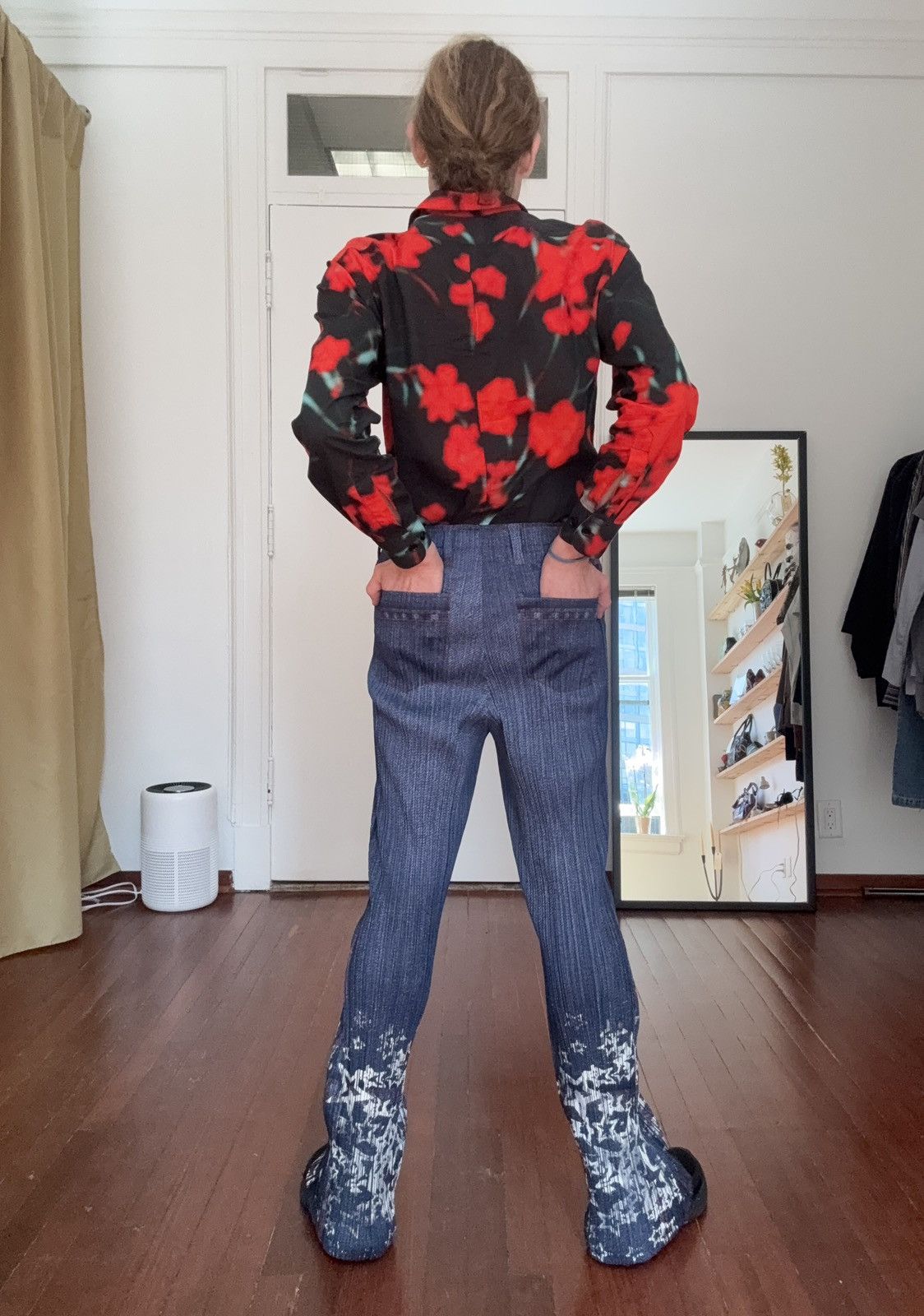 Pleats Please Issey Miyake PLEATS PLEASE Trompe L’Oeil Denim Printed Pants Size US 32 / EU 48 - 11 Thumbnail