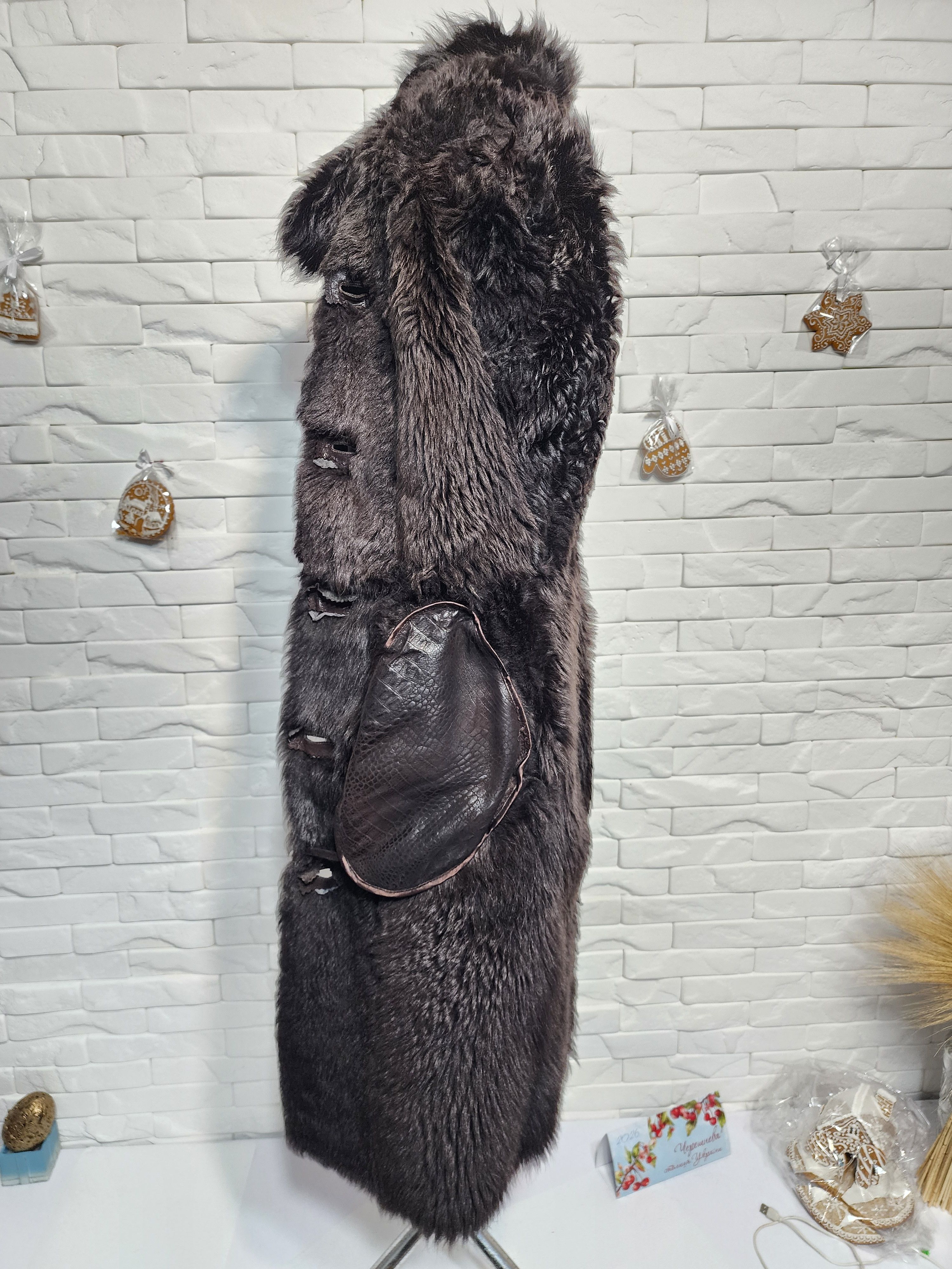 Furla Brown Sheepskin Coat: Fluffy Collar, Decorative Buttons Size S / US 4 / IT 40 - 9 Thumbnail