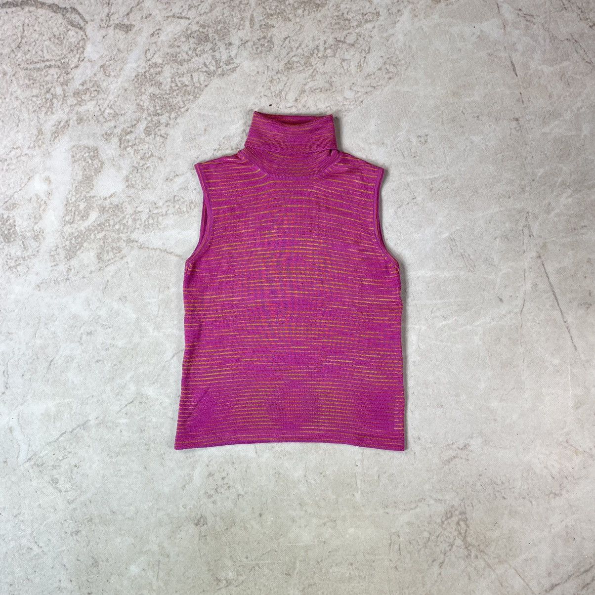 Missoni Missoni Wool&Viscose Zigzag High Neck Y2K Pink Tank Top Size M / US 6-8 / IT 42-44 - 3 Thumbnail