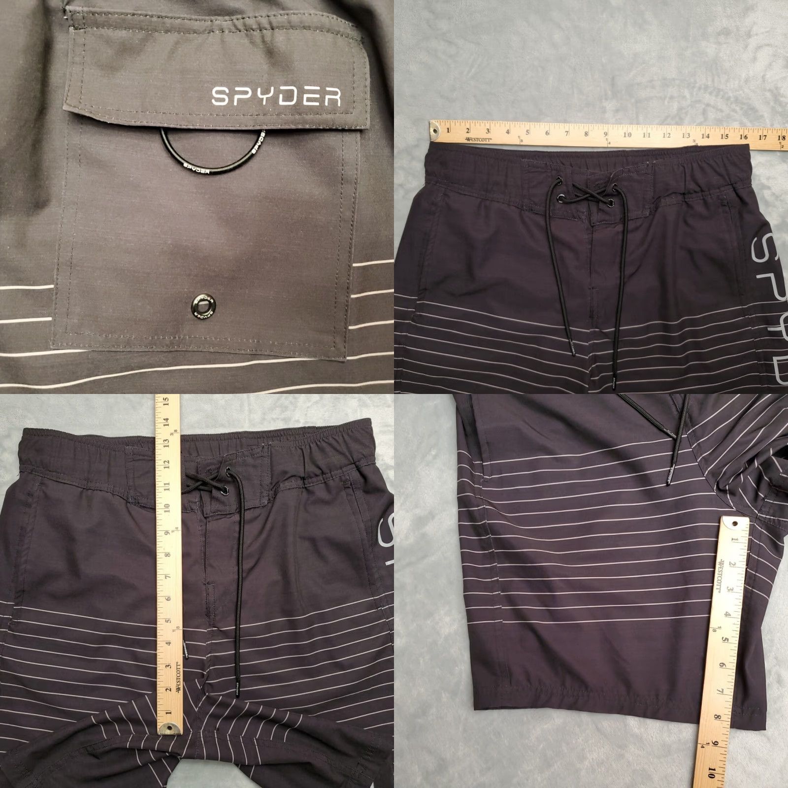 Spyder Spyder Board Shorts Mens Large Black Lined Swim Bathing Surf Outdoors Casual Bottom Size US 33 - 8 Thumbnail