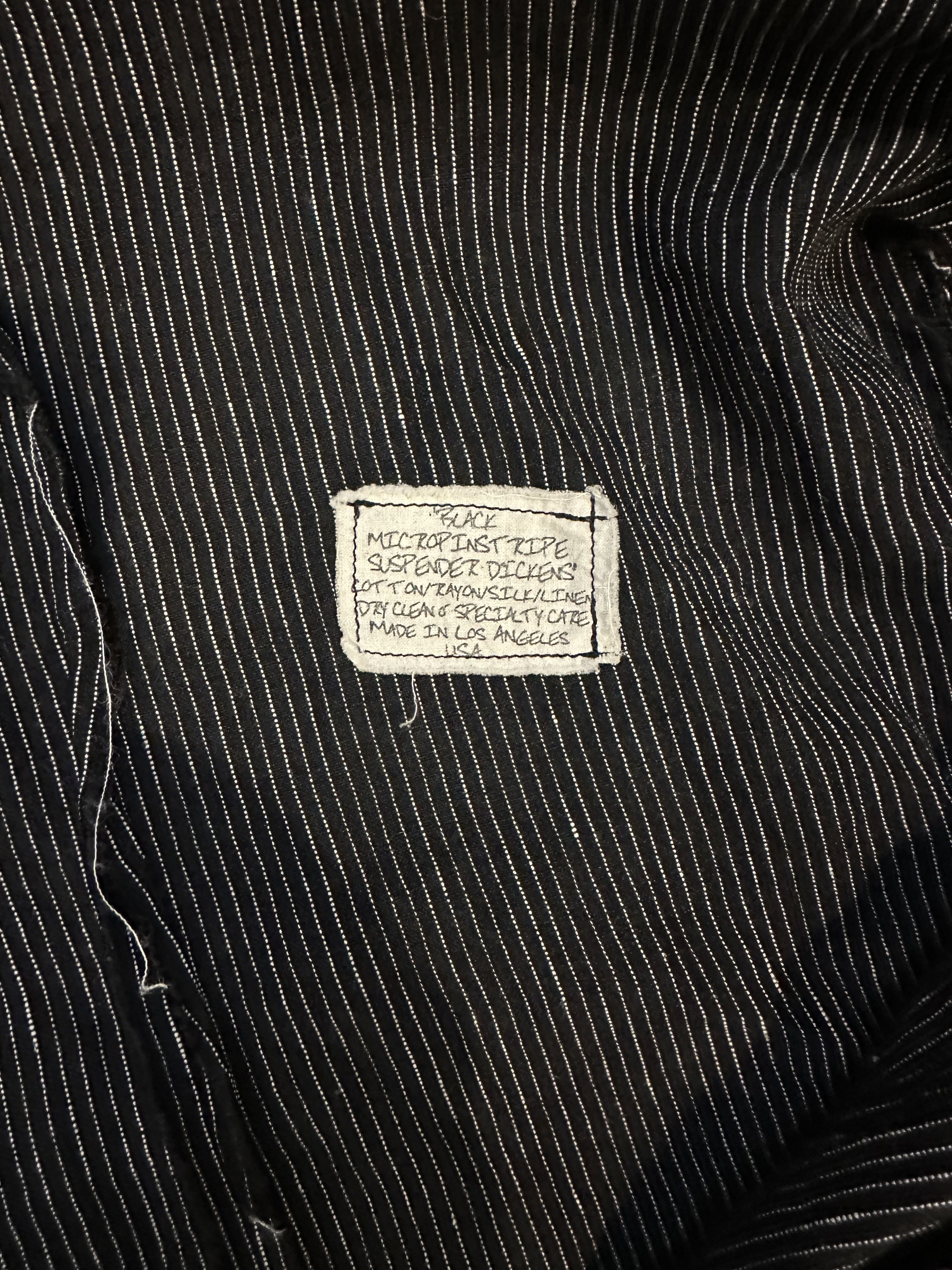 Greg Lauren Black microstripe suspender dickens Size 46R - 4 Thumbnail