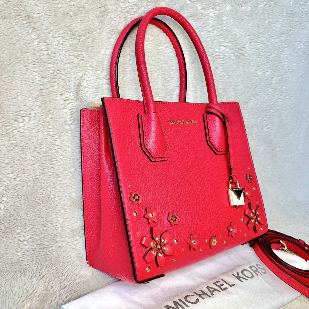 Michael Kors Michael Kors Deep Pink Mercer Embellished Leather 2-Way Bag Size ONE SIZE - 4 Thumbnail
