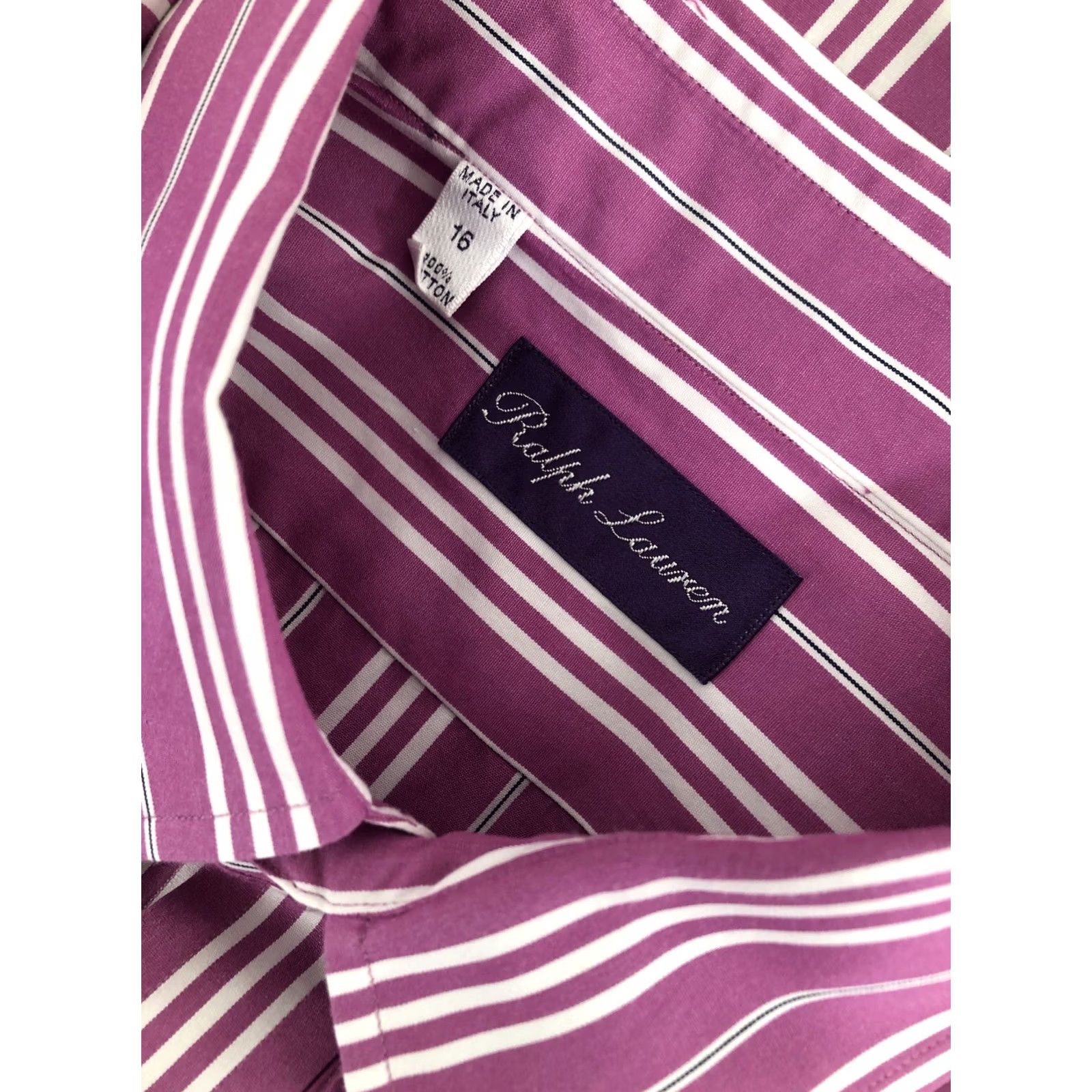 Ralph Lauren Purple Label Ralph Lauren Purple Label Dress Shirt / Italy / Mens Size 16 / Striped Pink White Black Size US L / EU 52-54 / 3 - 5 Thumbnail