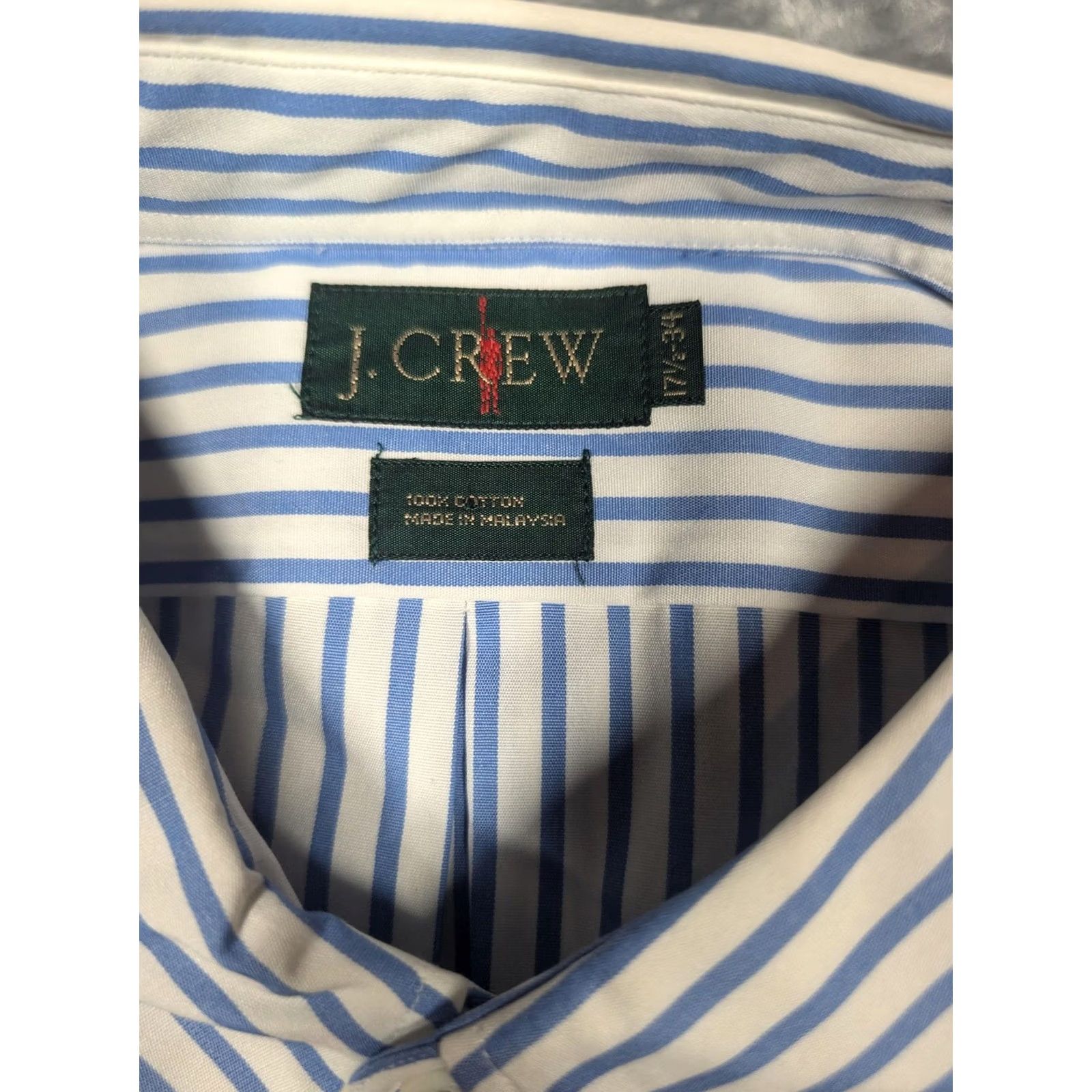 J.Crew Vtg J.Crew Oarsman Shirt Mens 17-34 Blue White Stripe Button-Down Long Sleeve Size US S / EU 44-46 / 1 - 5 Thumbnail