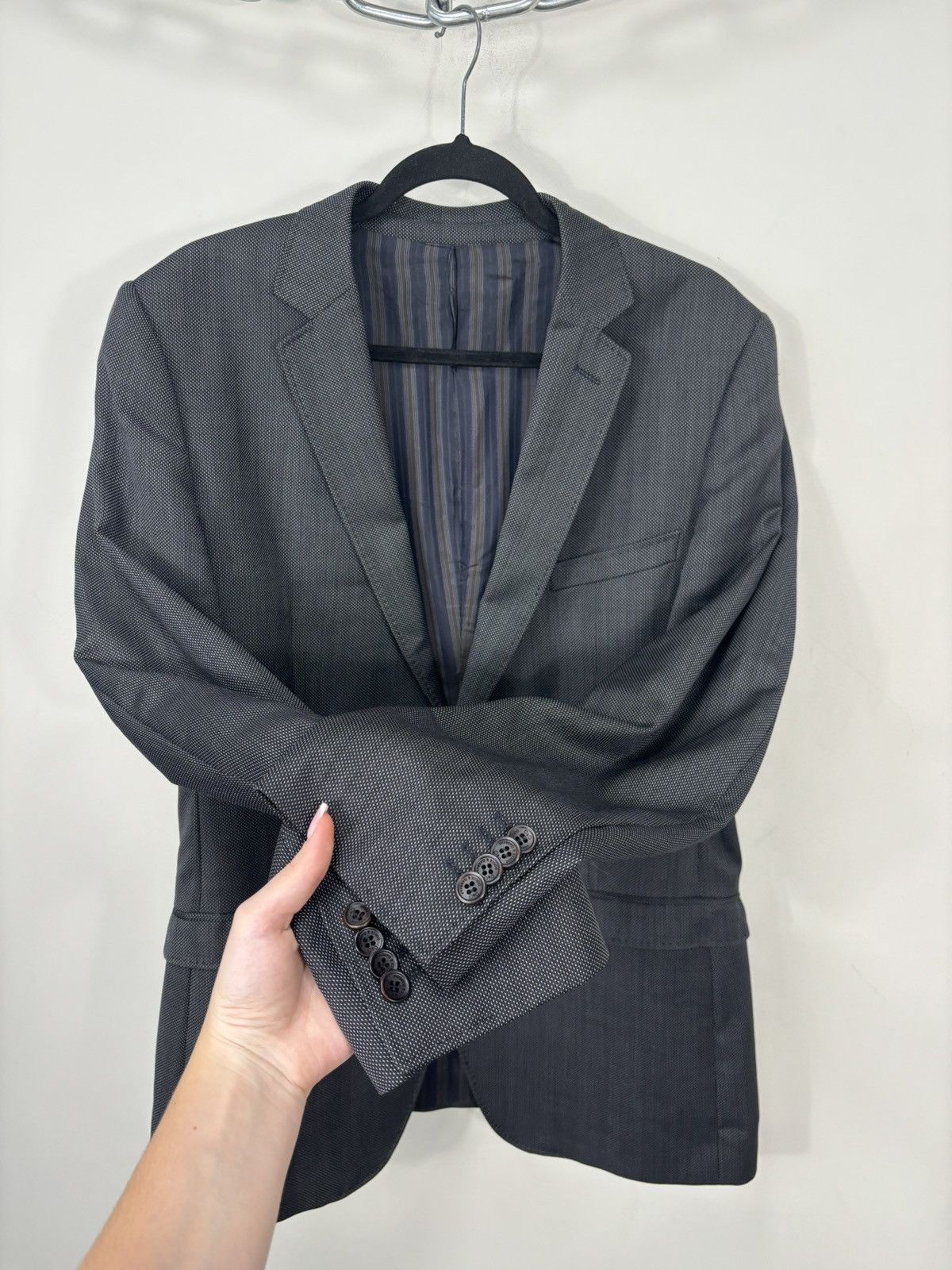 Dolce & Gabbana Vintage Dolce & Gabbana Men’s Birdseye Pattern Wool Blazer Size 42R - 9 Thumbnail