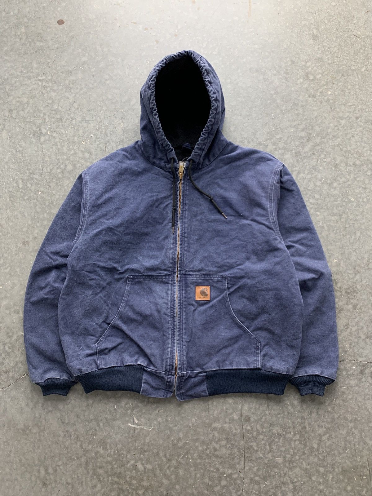 Pre-owned Carhartt X Vintage Crazy Vintage Y2k Carhartt Hooded Jacket Baggy Oversized In Blue