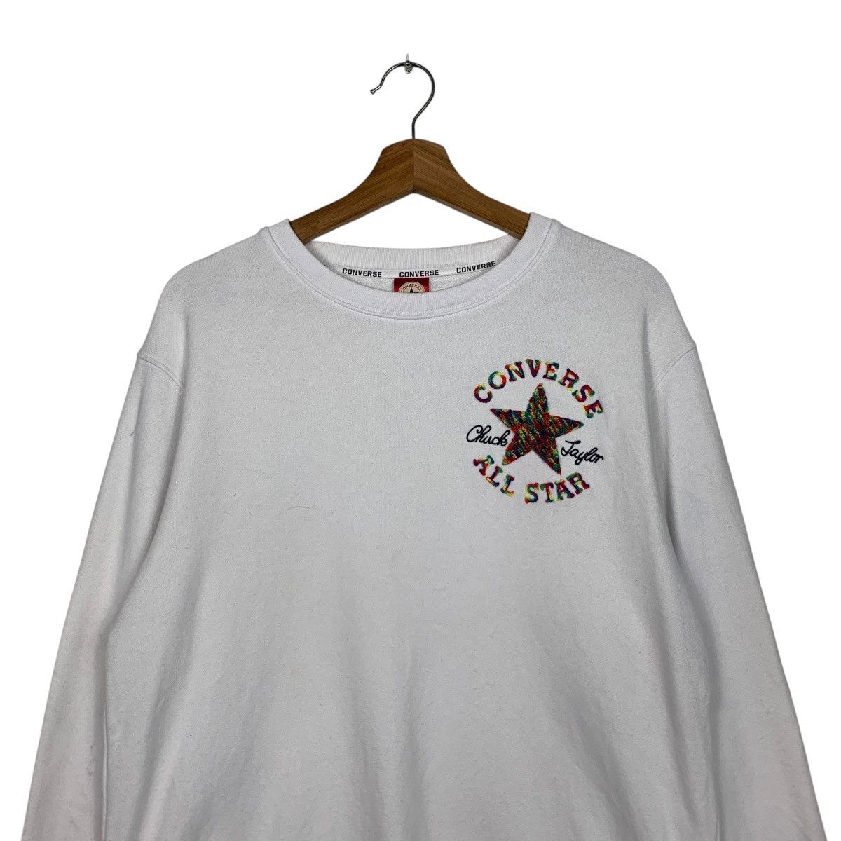 Converse CONVERSE All Star Logo White Crewneck Sweatshirt #1553-C70 Size US L / EU 52-54 / 3 - 2 Thumbnail