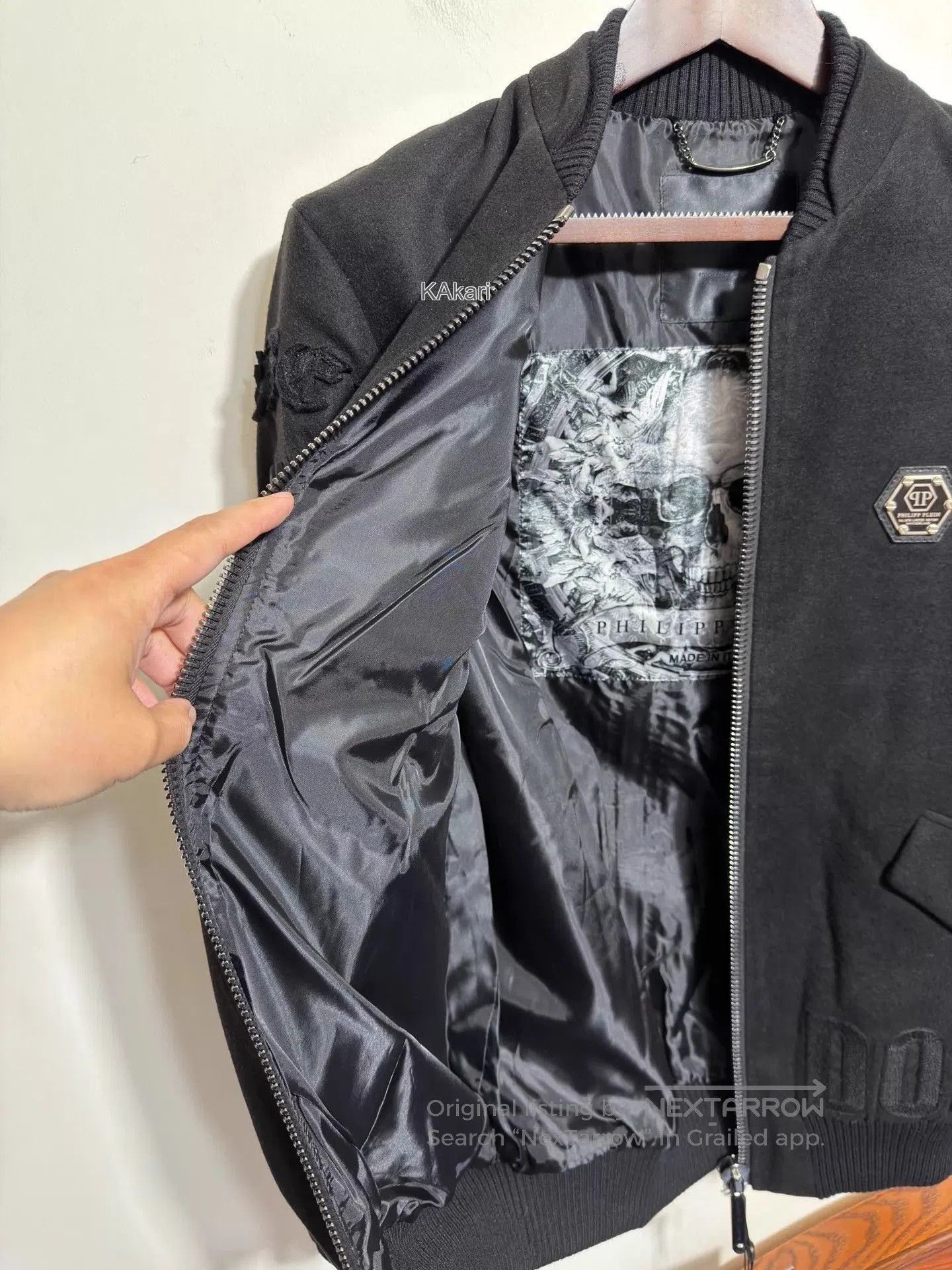 Philipp Plein Black er Jacket with Embroidered Details . Size US M / EU 48-50 / 2 - 6 Thumbnail