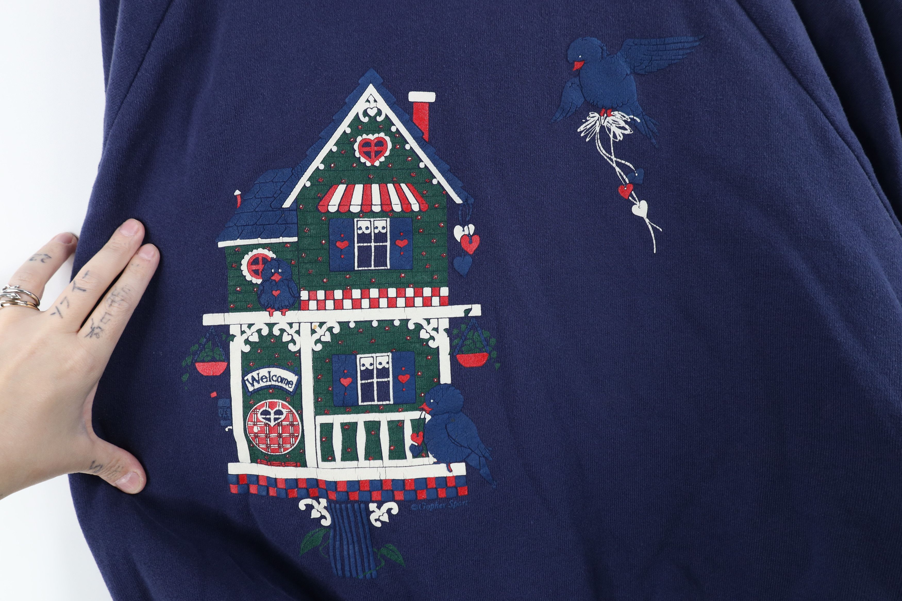 Vintage Vintage 90s Streetwear Birdhouse Turtleneck Sweatshirt USA Size XL / US 12-14 / IT 48-50 - 4 Thumbnail