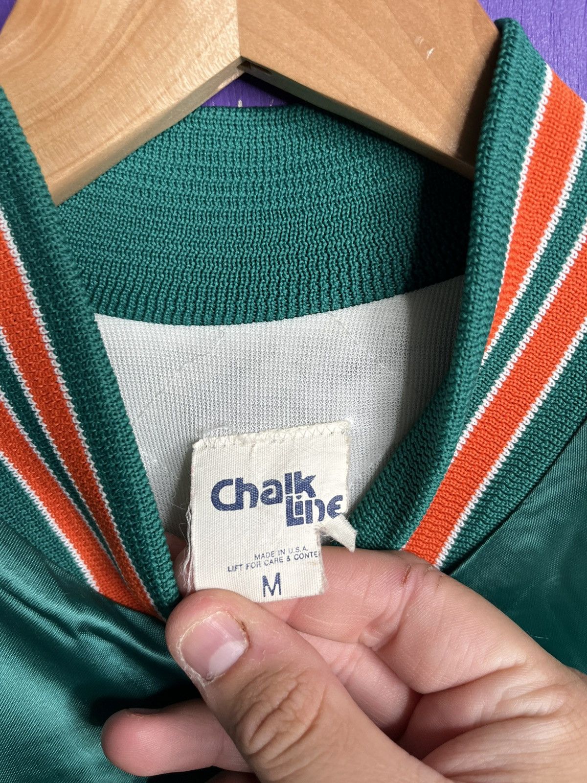 Chalk Line × NFL × Vintage Vintage 80s Chalk line Miami dolphins satin jacket Size US M / EU 48-50 / 2 - 4 Thumbnail