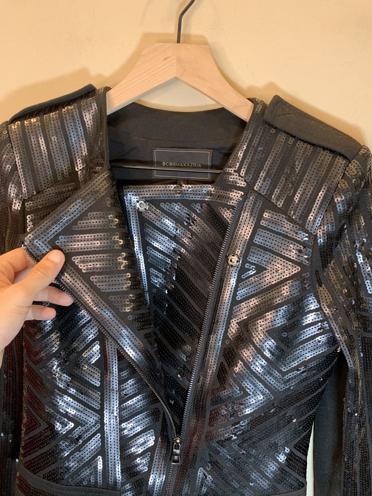 Bcbgmaxazria *RARE* BCBG MaxAzria Sequin Zip Multi-Style Moto Zip Jacket Size XS / US 0-2 / IT 36-38 - 5 Thumbnail