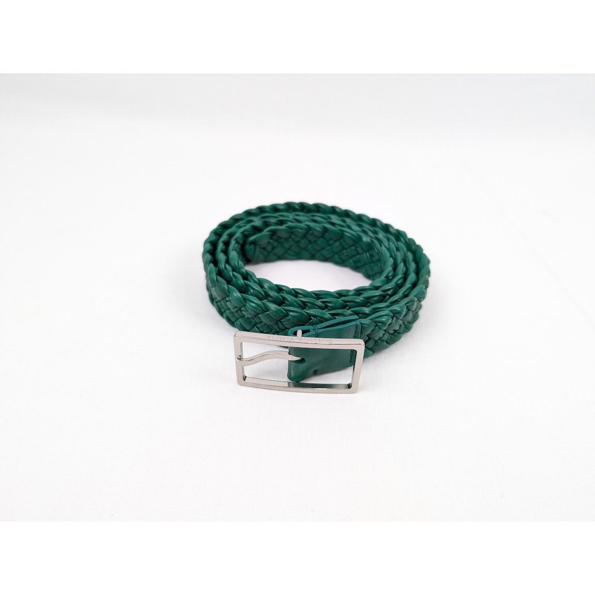 Bottega Veneta o1rshd1 Size: M/ Intreccio Paper Belt in Racing Green/Silver Size ONE SIZE - 1 Thumbnail