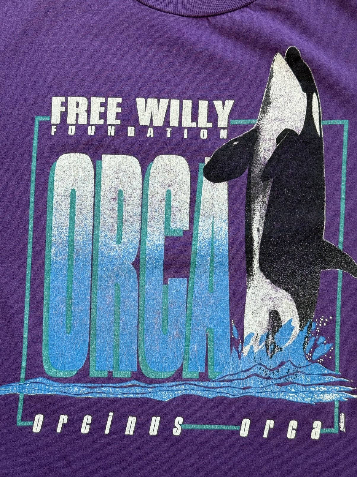 Jerzees Rare 90s Free Willy Foundation Orca Whale Vintage Shirt Size US XL / EU 56 / 4 - 4 Thumbnail