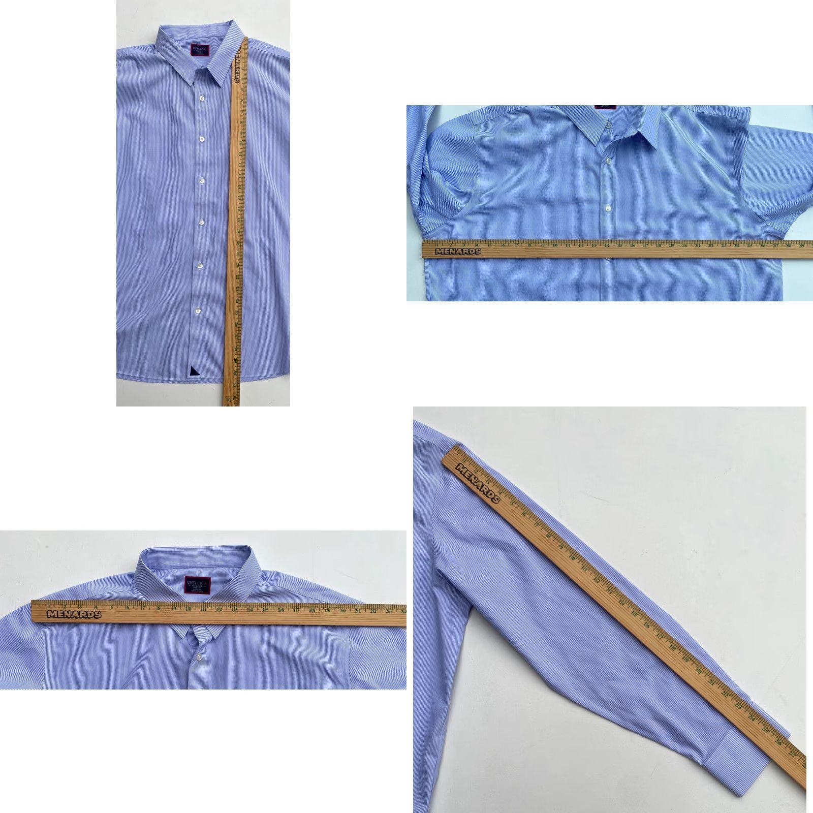 UNTUCKit UNTUCKit Men's Bordeaux WF Button-Up Shirt Stripes 3XL Blue Long Sleeve Collared Cotton Wrinkle Free Vintage? Size US XXL / EU 58 / 5 - 8 Thumbnail