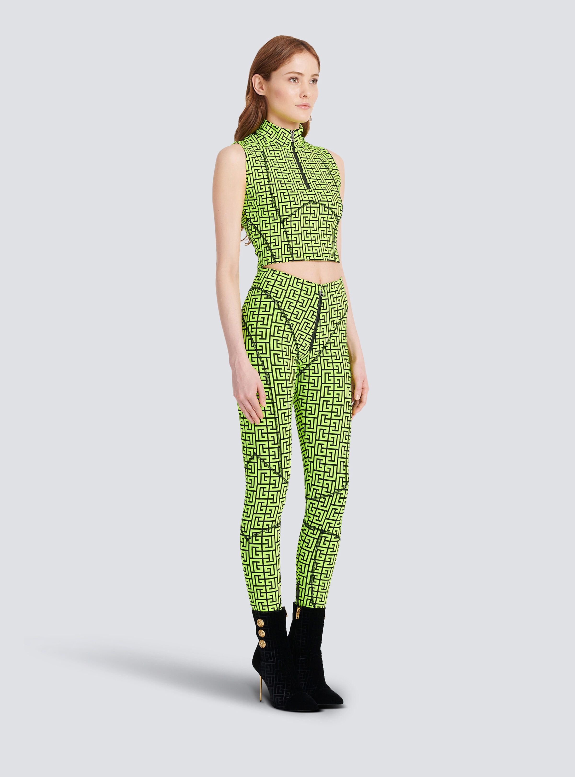 Balmain o1y0625 Crop Top in Lime Green/Black Size XXS / US 00 / IT 34 - 3 Thumbnail