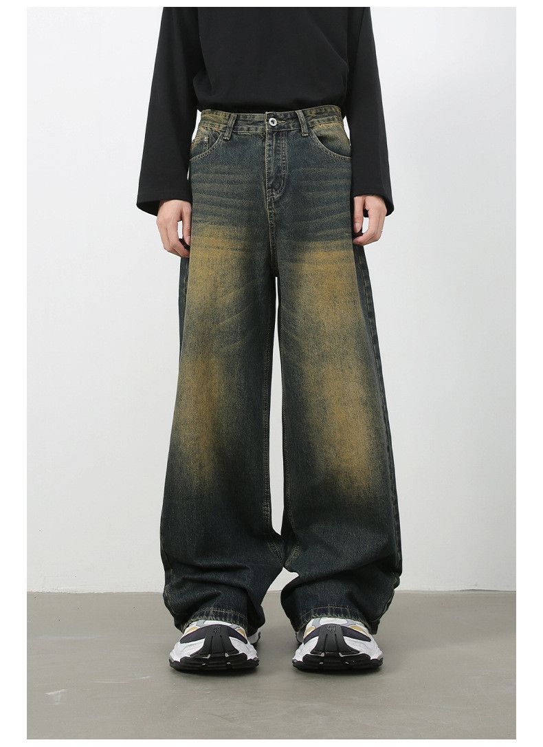 Japanese Brand × Jean Men's distressed washed all-match casual straight jeans Size US 32 / EU 48 - 1 Thumbnail