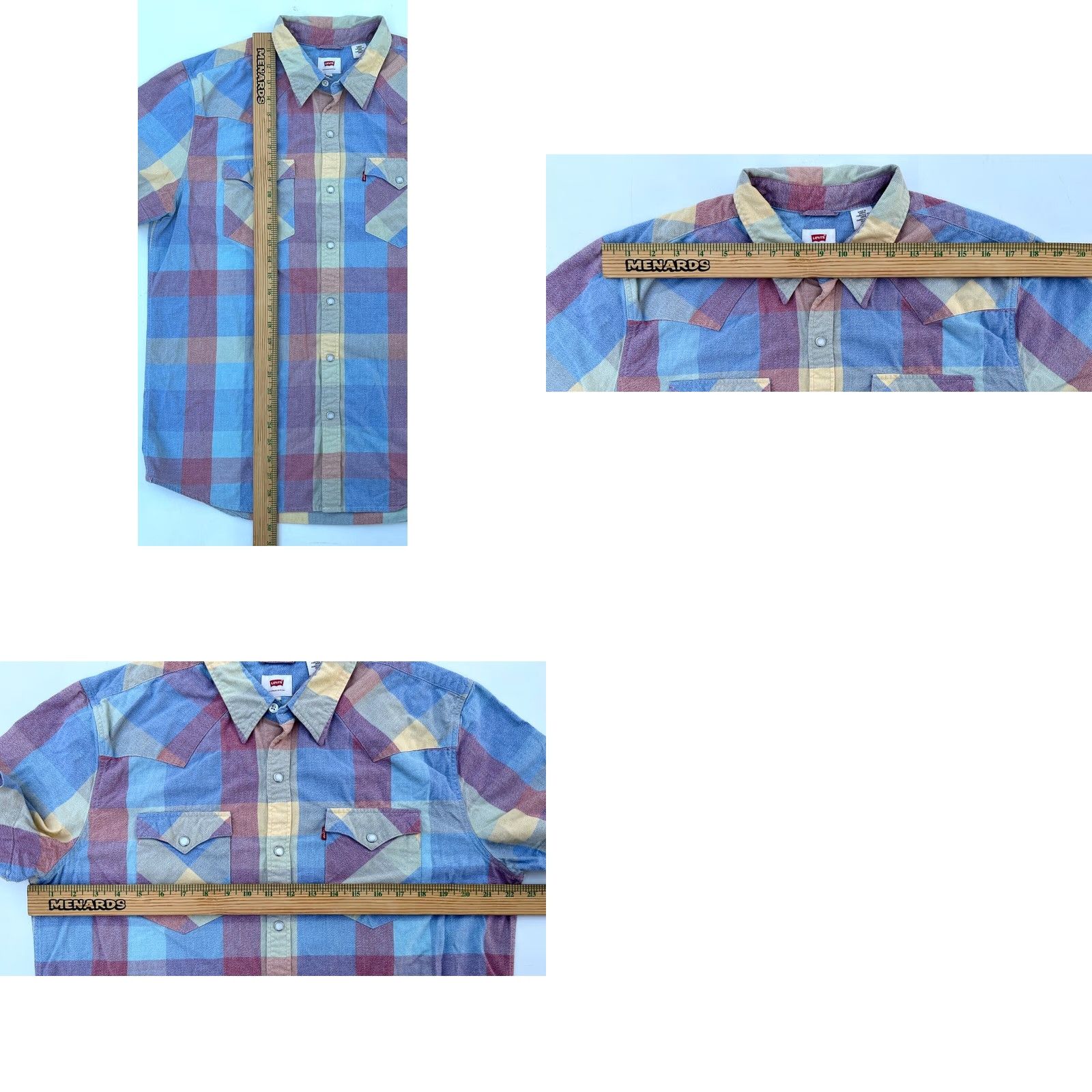 Levi's Levi's Shirt Men’s Short Sleeve Pearl Snap Western Plaid Sz L Multicolor Cotton Button-Up Pocket Western - Mens Size US L / EU 52-54 / 3 - 8 Thumbnail