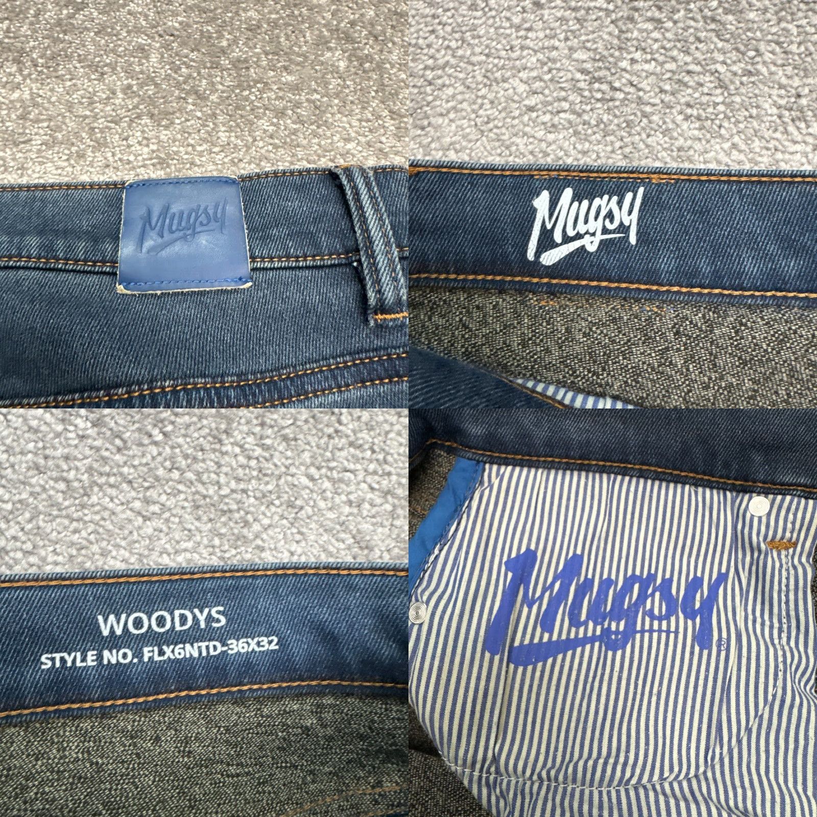 Denime Mugsy Woodys Denim Jeans Men 36x32 Dark Wash Straight Flex Stretch Lined Size US 36 / EU 52 - 8 Thumbnail
