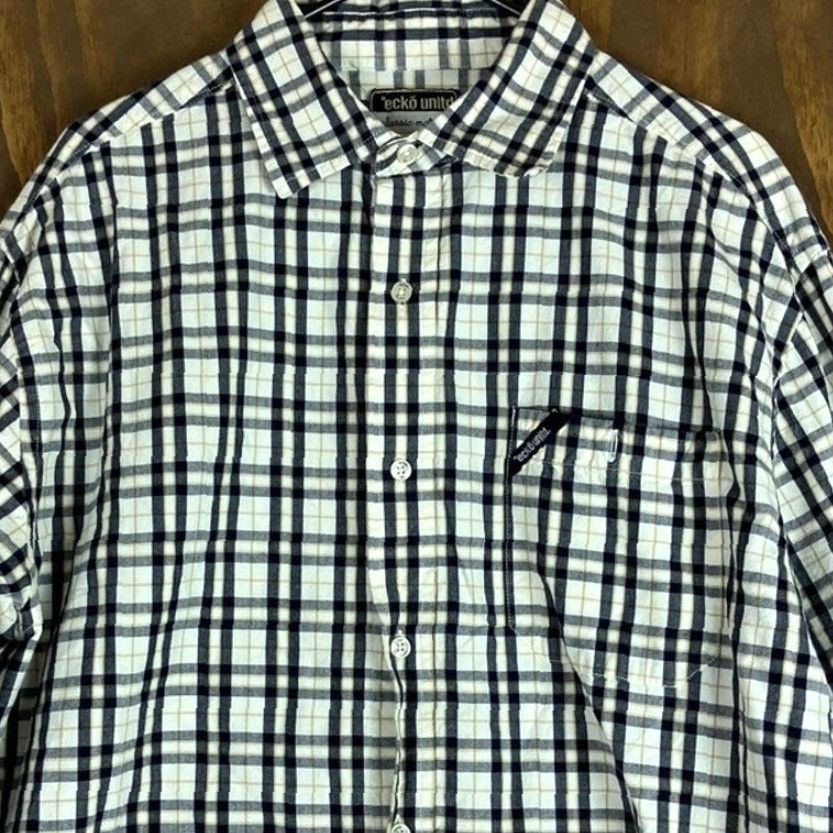 Ecko Unltd. VINTAGE Ecko Unltd Shirt Plaid Button-Down Long Sleeve 100% Cotton XL Mens White Black Size US XL / EU 56 / 4 - 2 Thumbnail