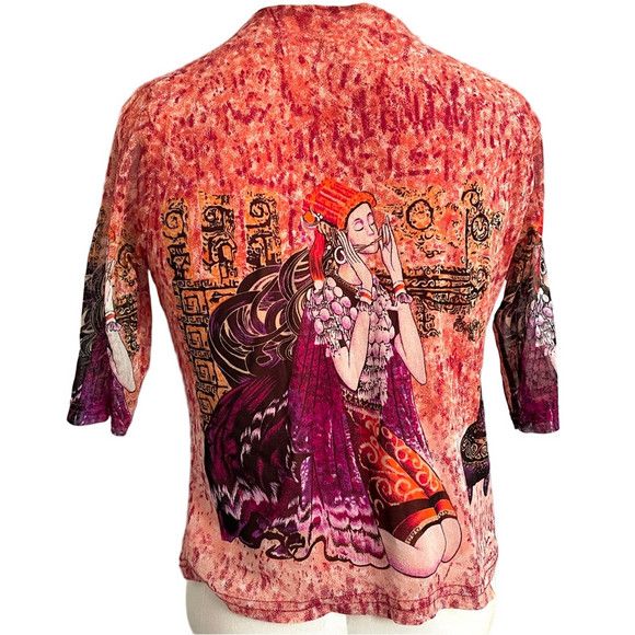 Vintage Vintage Mesh Ethnic Print Half Sleeve Top - Small Size S / US 4 / IT 40 - 9 Thumbnail