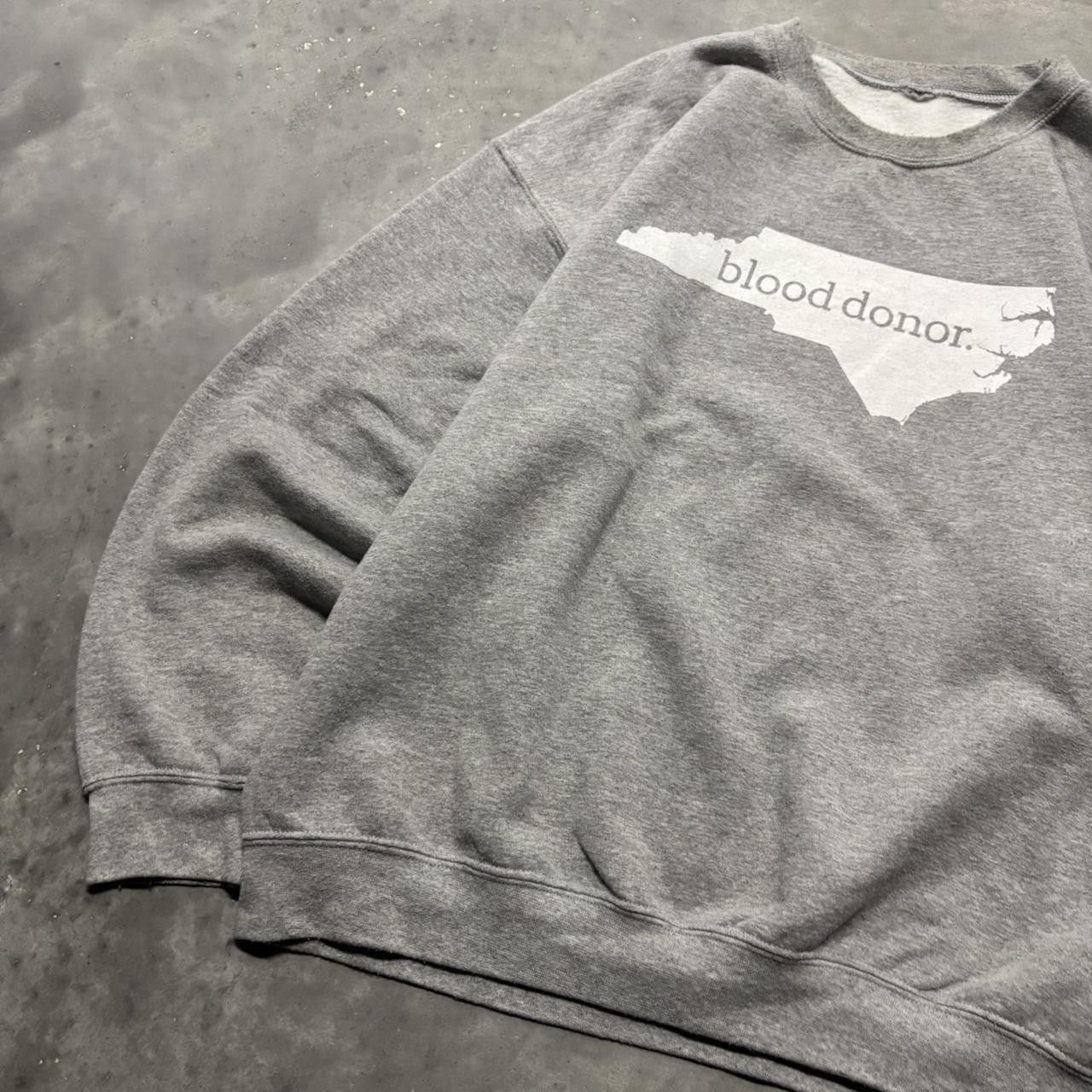 Japanese Brand × Vintage Crazy Vintage Y2K/2000s Grey Blood Donor Skater Opium Streetwear Essential Crewneck! Size US XL / EU 56 / 4 - 3 Thumbnail