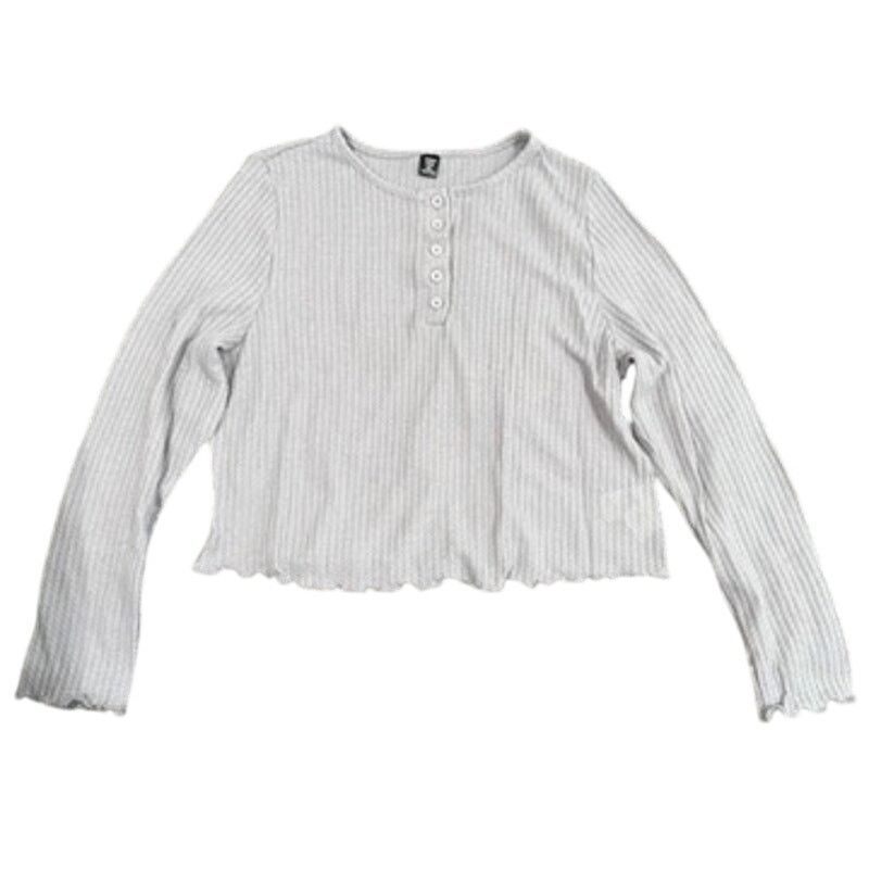 Shein Woman's Waffle Knit Long Sleeve Crop Top in Gray, Size 3XL Size 3XL / US 20-22 - 1 Thumbnail
