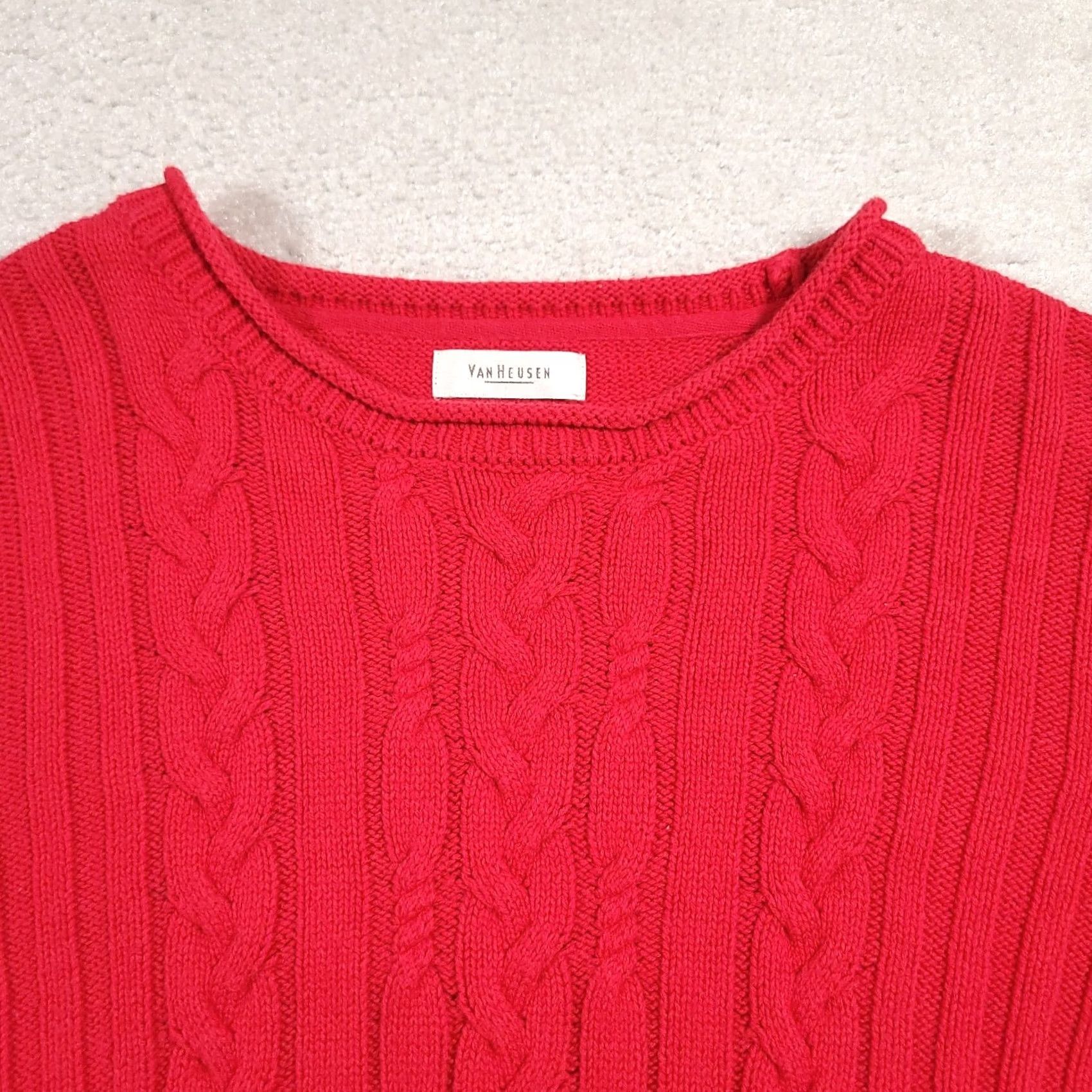 Van Heusen Van Heusen Sweater Womens XL Red Long Sleeve Cable Knit Size XL / US 12-14 / IT 48-50 - 3 Thumbnail