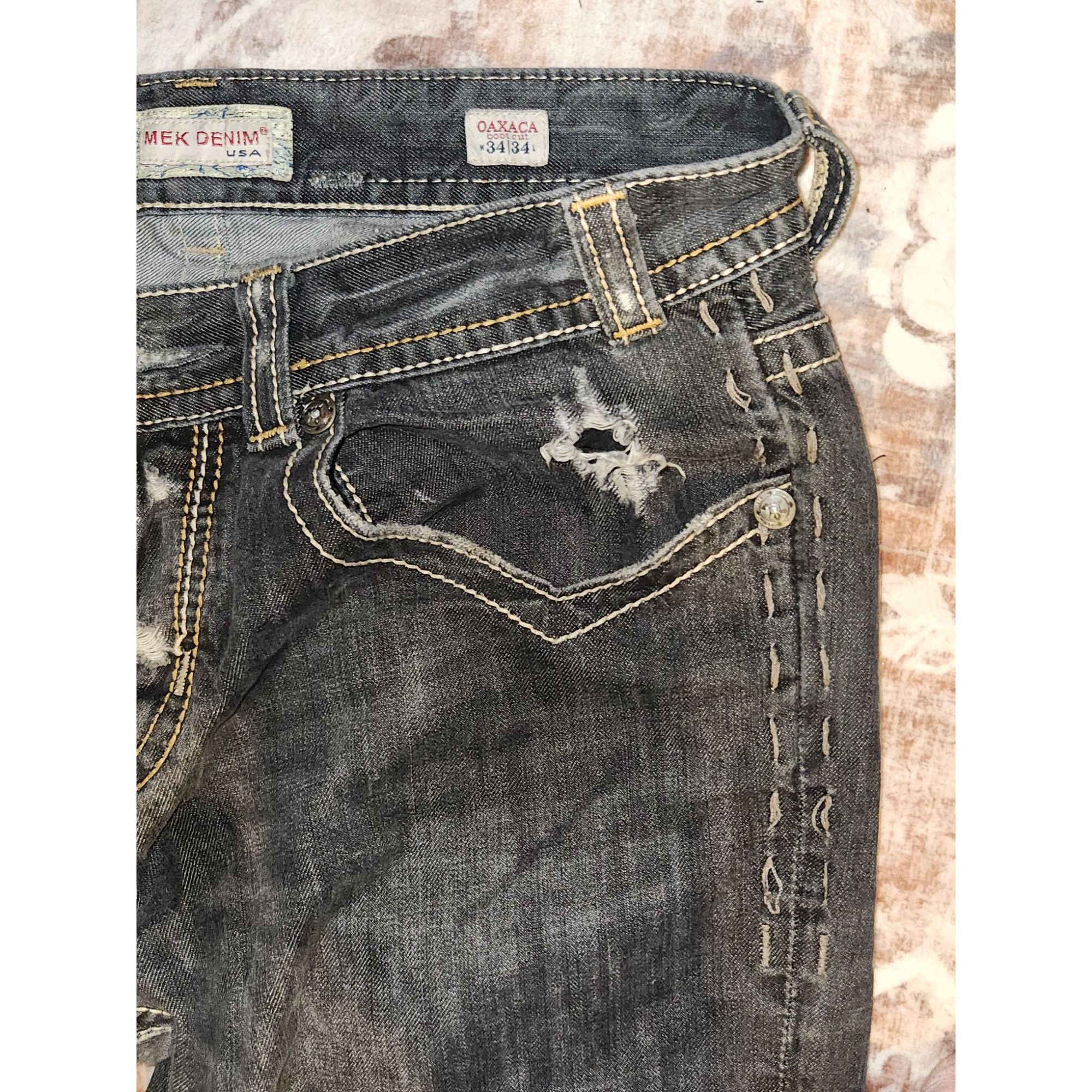 Vintage Mek Denim USA Blue Jeans Mens 34x34 Vtg Oaxaca Boot Cut Dist Size US 34 / EU 50 - 13 Thumbnail