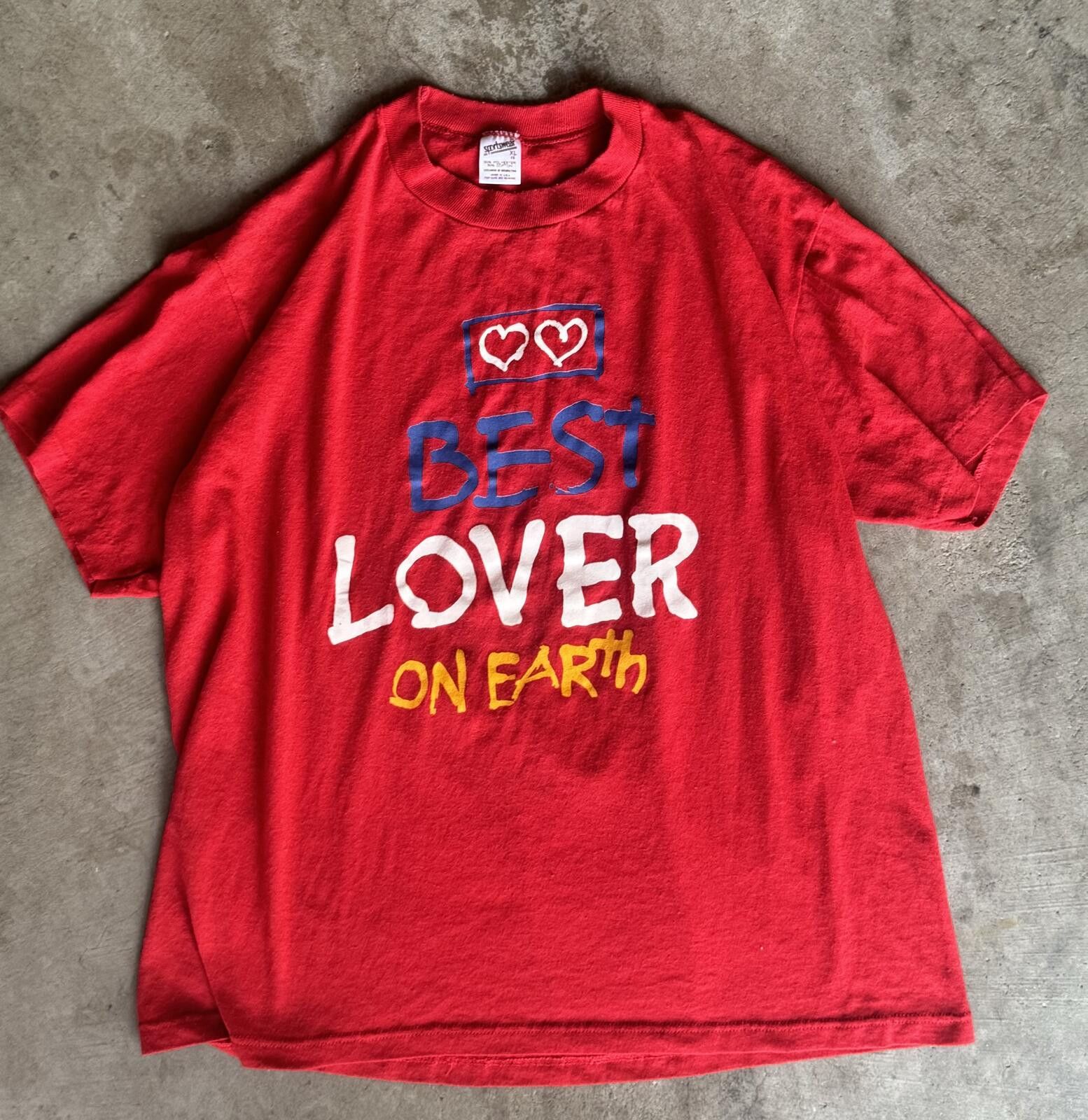 Salem Sportswear Mom Vintage 90s Best Lover on Earth Single Stitch Red Tee Size US XL / EU 56 / 4 - 1 Thumbnail