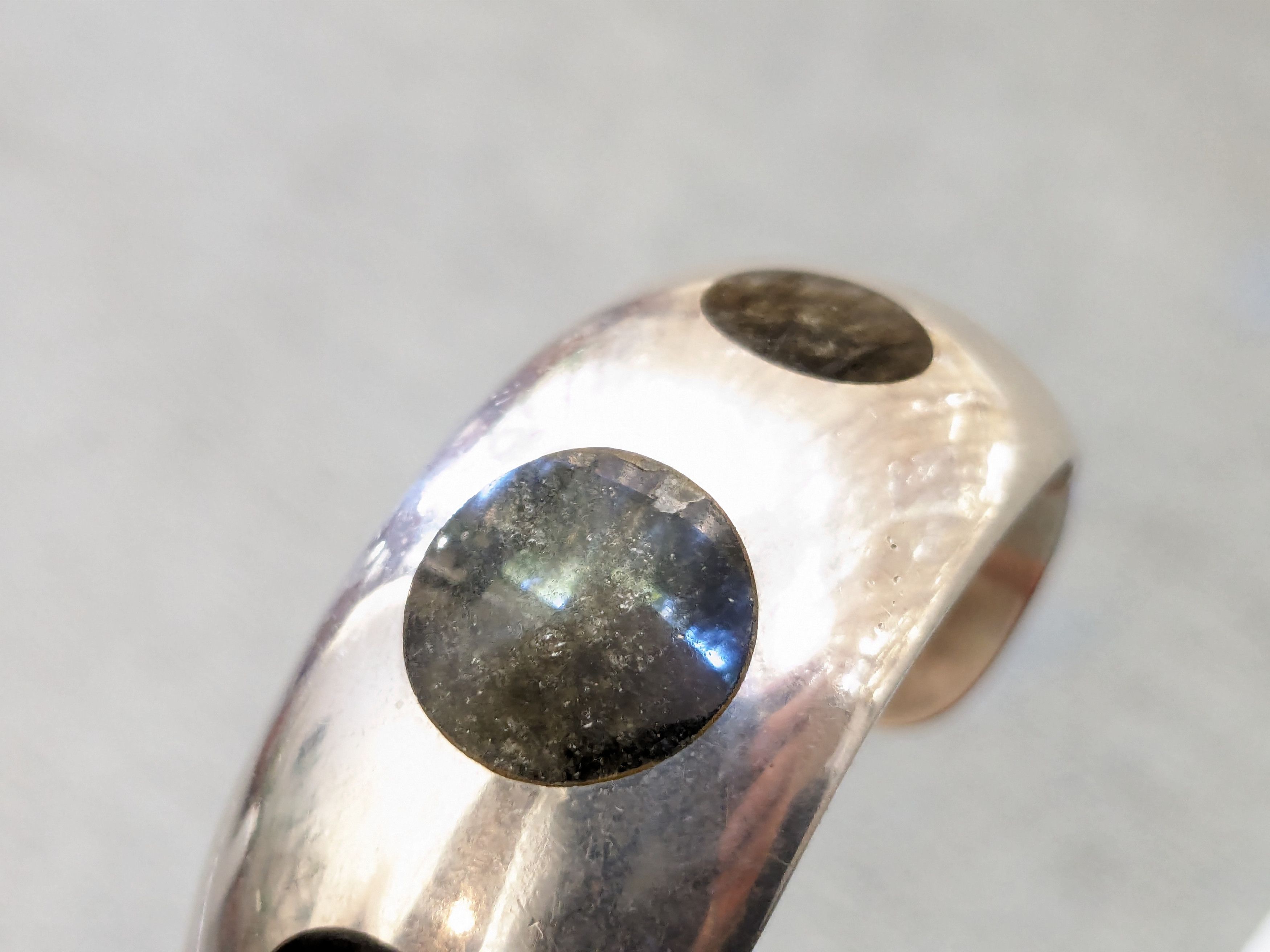 Other Vintage Sterling Silver Bracelet Cuff Black Round 5" Modern Size ONE SIZE - 9 Thumbnail