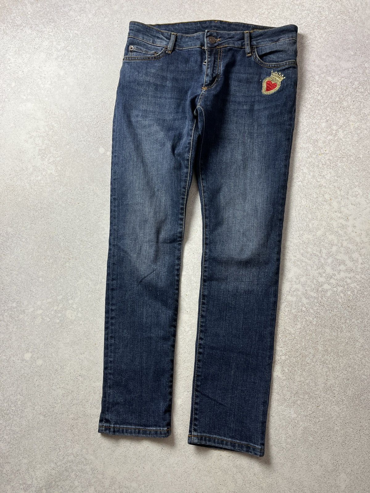 Dolce & Gabbana Dolce & Gabbana Denim Gold Jeans Heart Metal Logo Blue DG Size 36" / US 14 / IT 50 - 1 Thumbnail