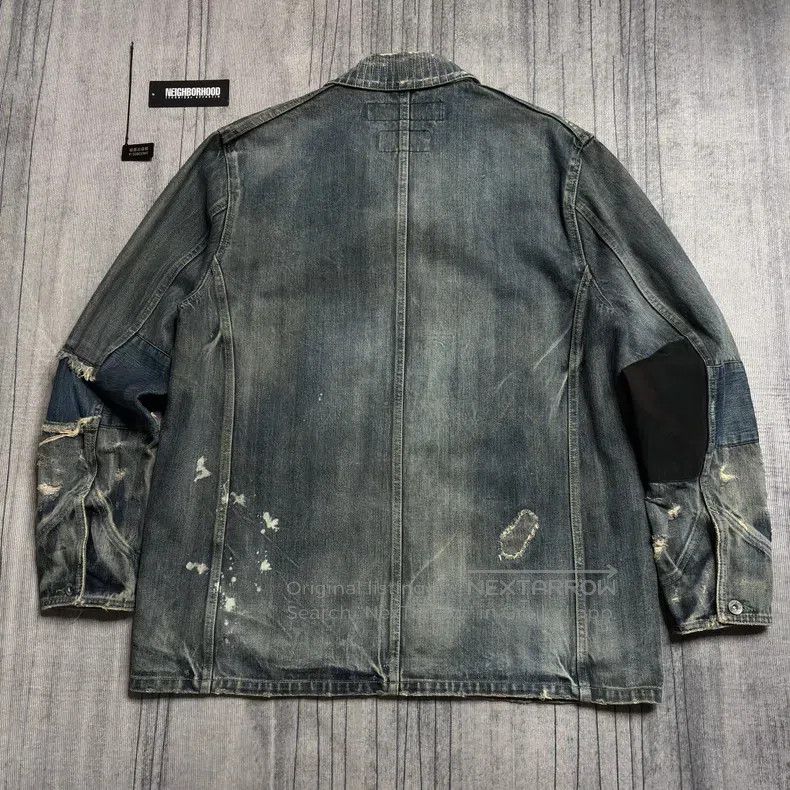 Neighborhood Neighborhood Distressed Washed Destroyed Denim Jacket L Si Size US L / EU 52-54 / 3 - 2 Thumbnail