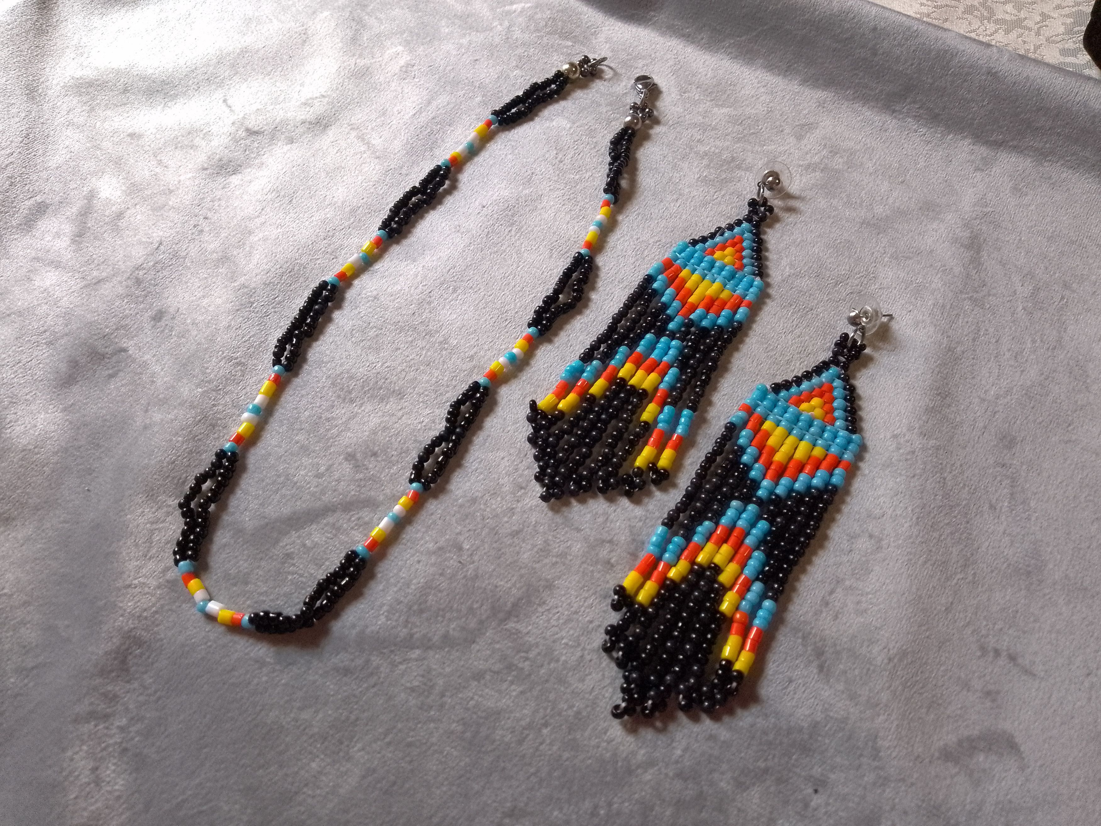Handmade Earrings Bangs Black Ethnic. Necklace Native American Size ONE SIZE - 1 Thumbnail