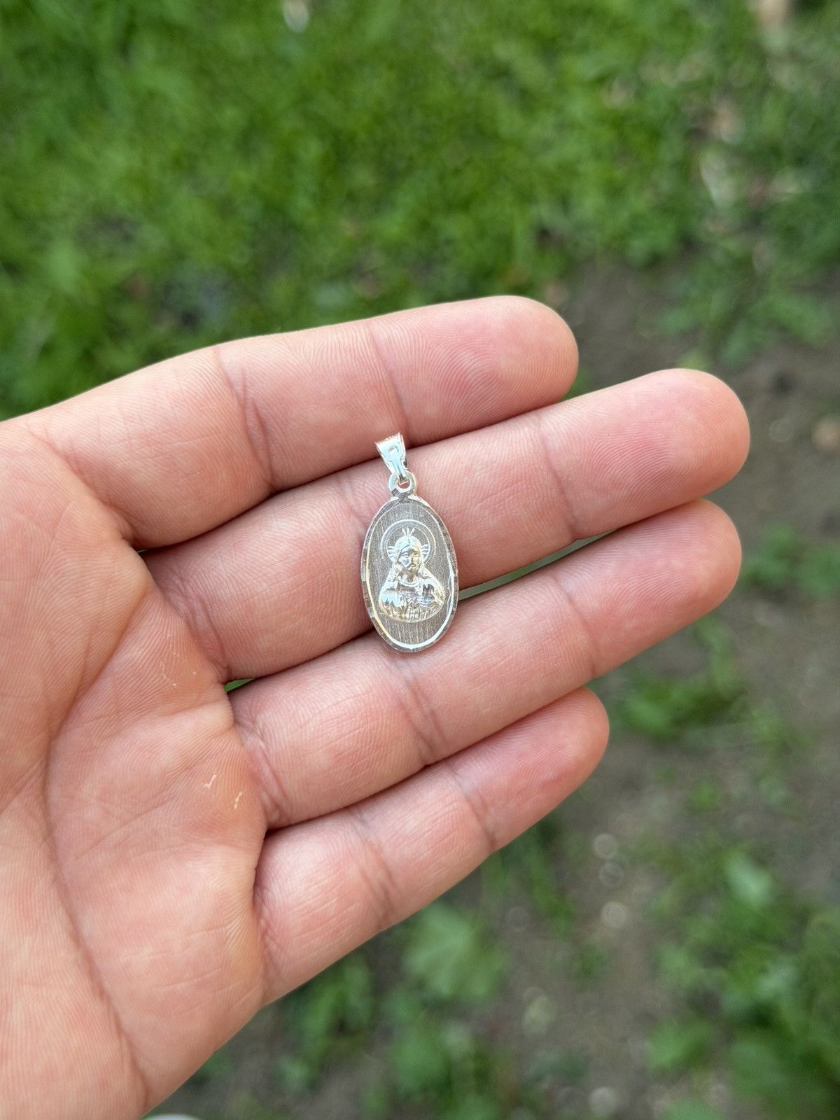 Sterling Silver Silver double-sided Sagrado Corazón & Virgin Mary pendant Size ONE SIZE - 5 Thumbnail