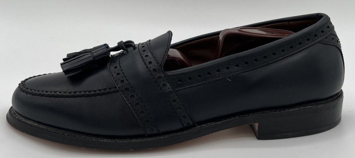Allen Edmonds HARVARD Tassel Navy Blue Leather Loafers Sz 7C display picture 3