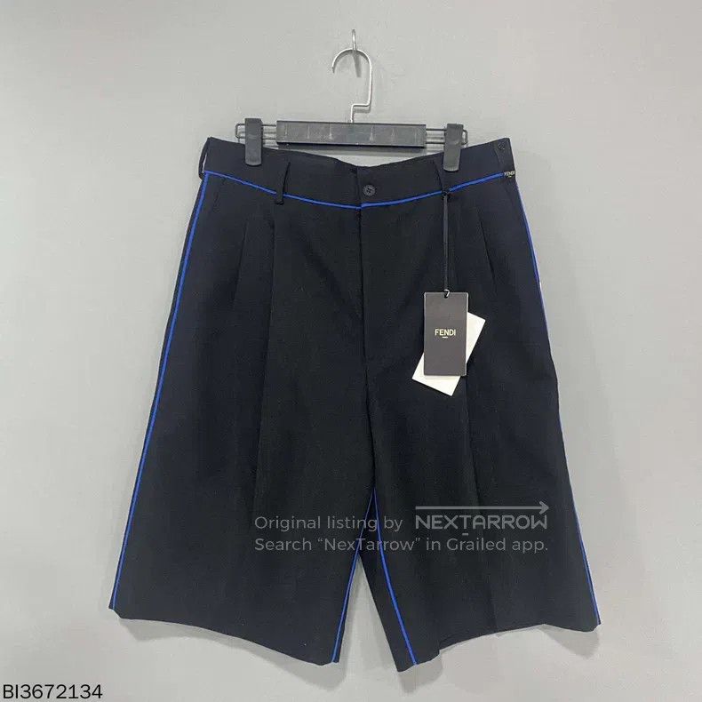 Fendi Black and blue striped shorts