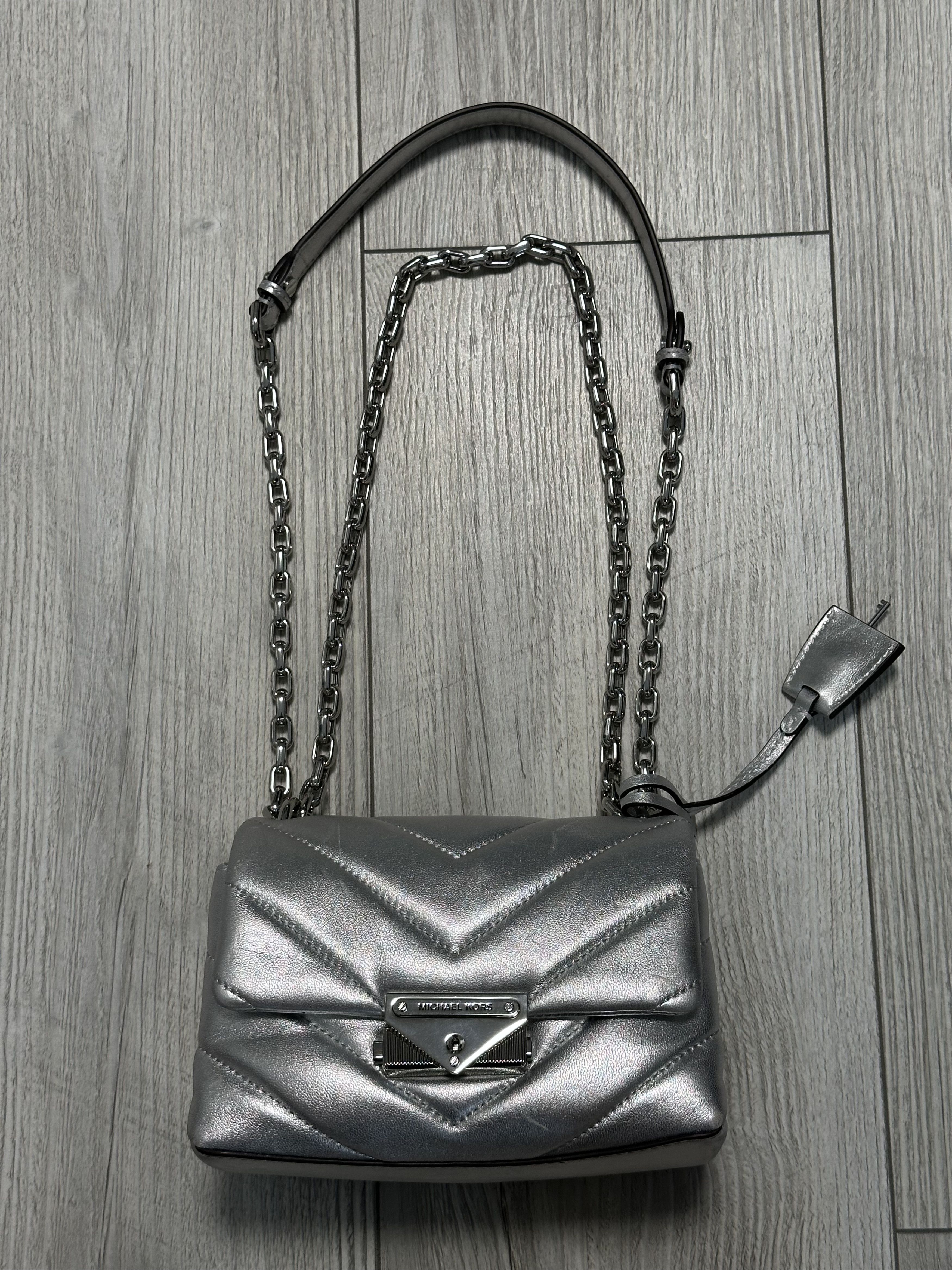 Michael Kors Michael Kors Small Leather Crossbody Bag Silver Handbag Bag Size ONE SIZE - 1 Thumbnail