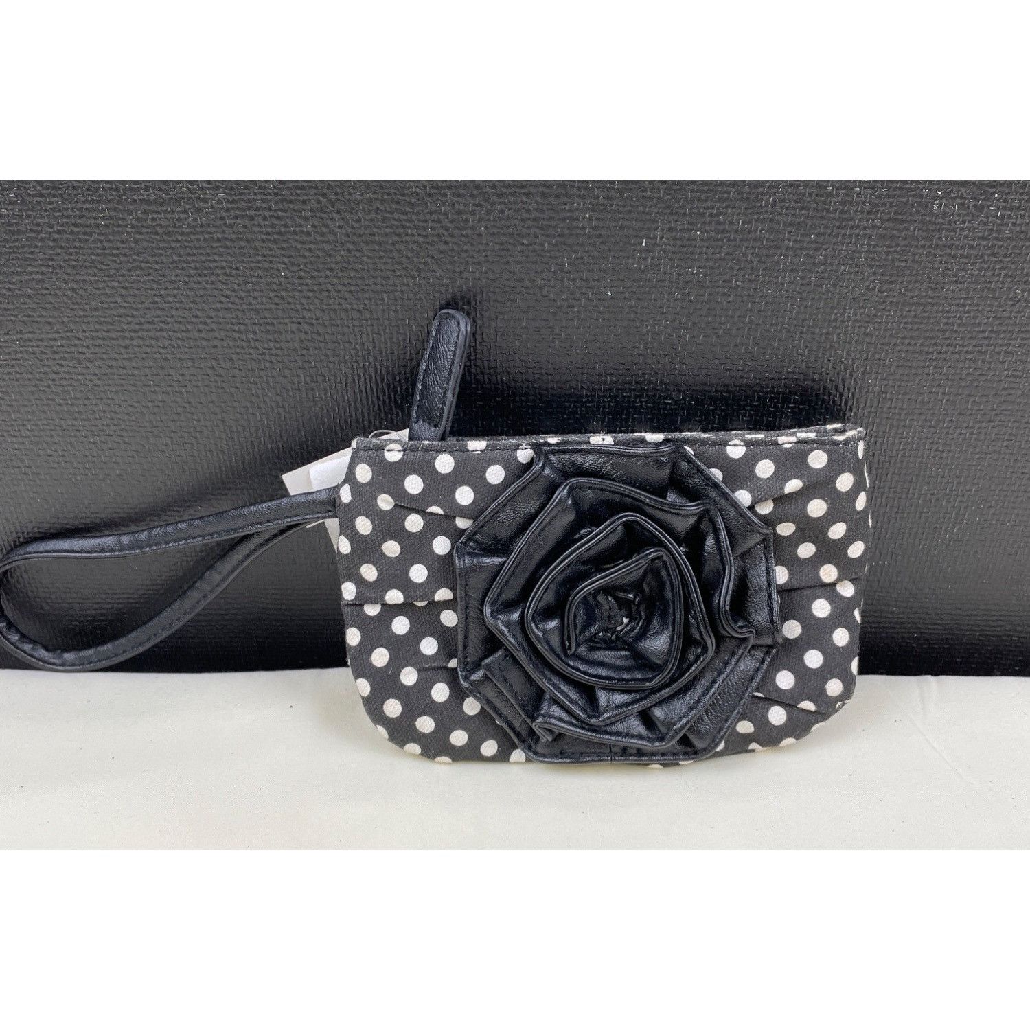 Other Minicci Women's Black & White Polka Dot Clutch with rose/Bag Size ONE SIZE - 1 Thumbnail