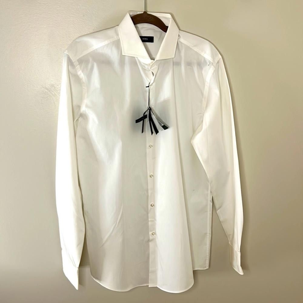 Hugo Boss NWT Slim Fit- BOSS - size 16 - White - 100% Ctn - easy iron Size 38R - 2 Thumbnail