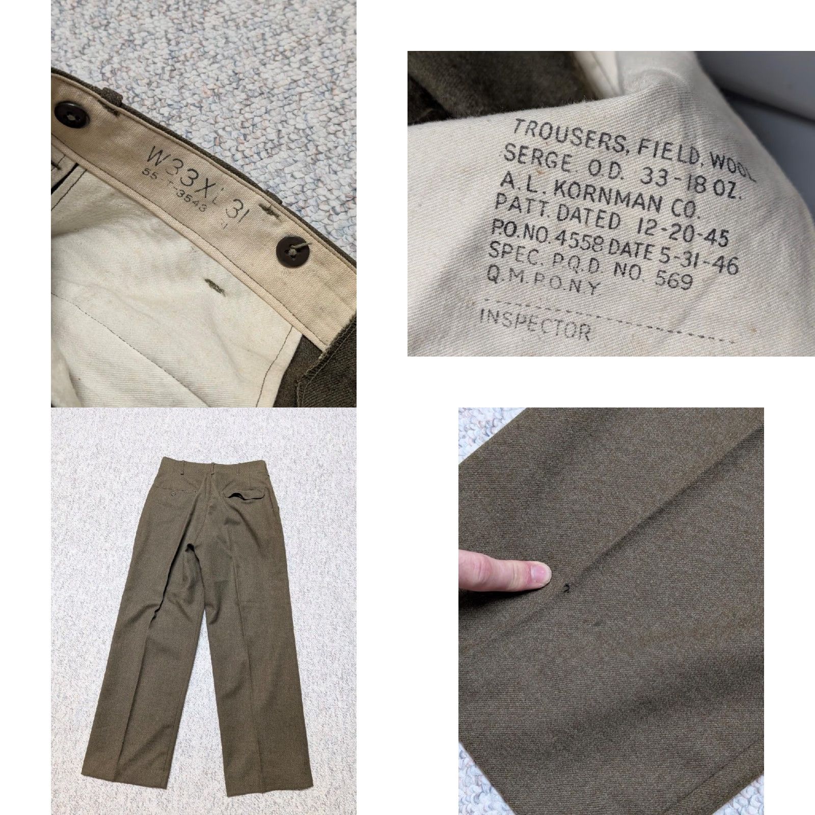 Vintage VINTAGE US Army Pants 1940s WW2 serge wool 32x32 Green Trousers Mens 32x32 Wool Green Vintage Military Field Front Button Closure Casual Wear Size US 32 / EU 48 - 8 Thumbnail
