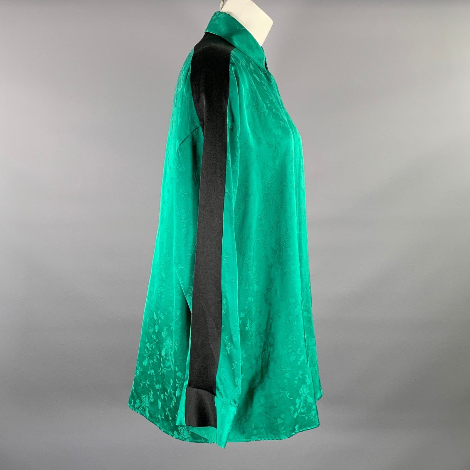 Haider Ackermann HAIDER ACKERMANN S Green Black Jacquard Button Down Shirt Size S / US 4 / IT 40 - 2 Thumbnail