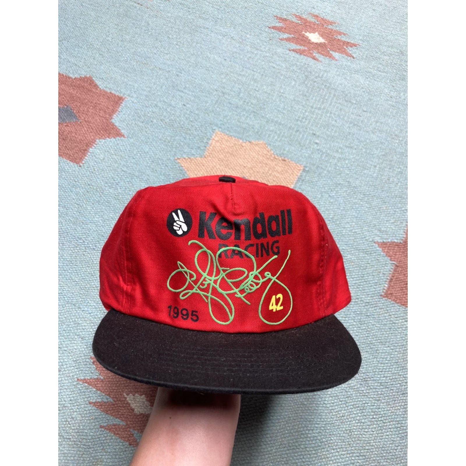 NASCAR VINTAGE Nascar Kendall motor oil racing hat snapback Kyle petty 42 1995 NOS RED Adjustable Men Cap Size ONE SIZE - 2 Thumbnail