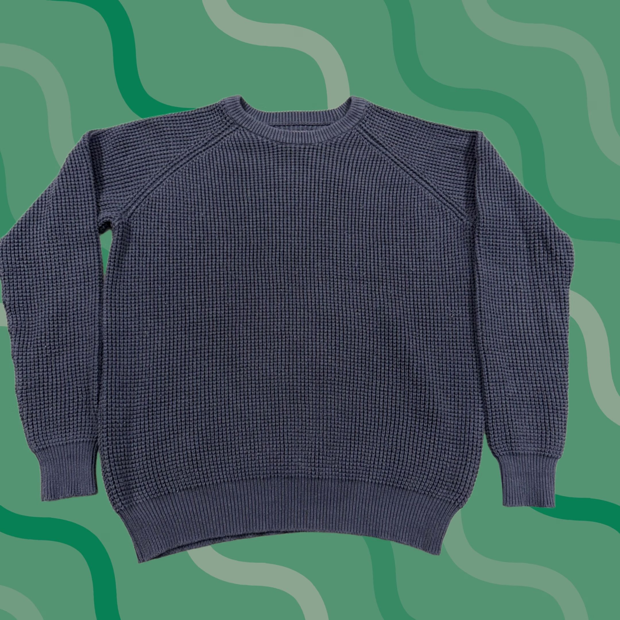 Vintage Onward Reserve Sweater Mens M Blue Crewneck Knit Waffle-Knit Casual Winter Long Sleeve Solid Regular Fit Size US M / EU 48-50 / 2 - 1 Thumbnail