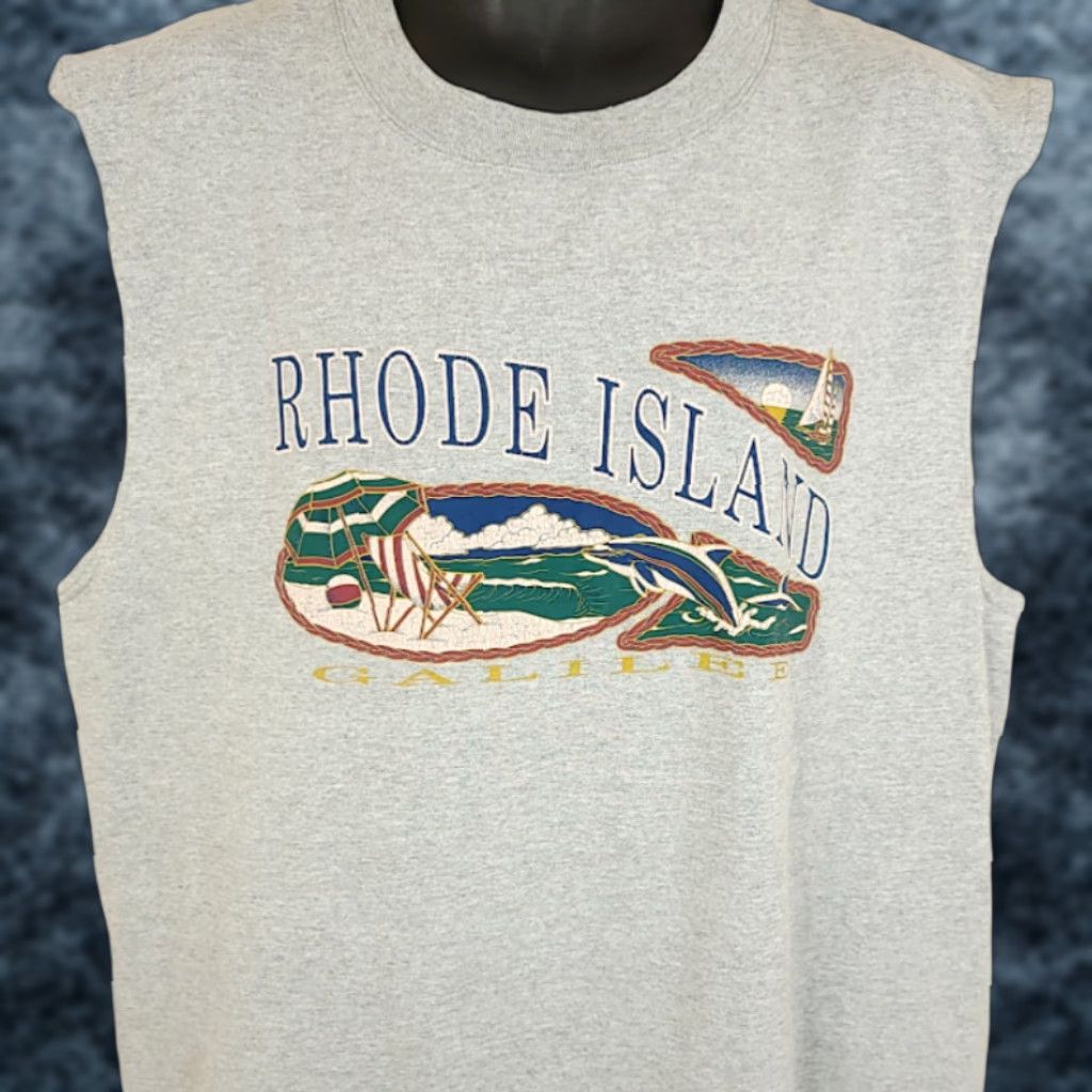 RHODE VINTAGE Pro Spirit Galilee Rhode Island T Shirt Mens XL Gray 90s Beach Dolphin Made In USA Size US XL / EU 56 / 4 - 1 Thumbnail