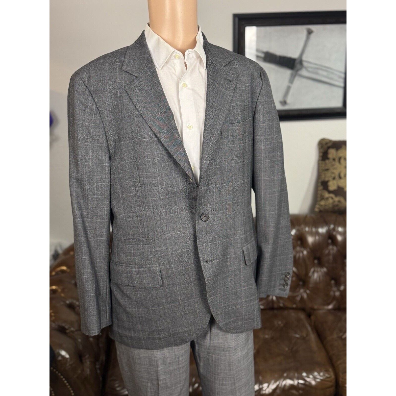 Brunello Cucinelli Brunello Cucinelli Blazer Jacket Glen Plaid Wool 52/42 Size 42R - 1 Thumbnail