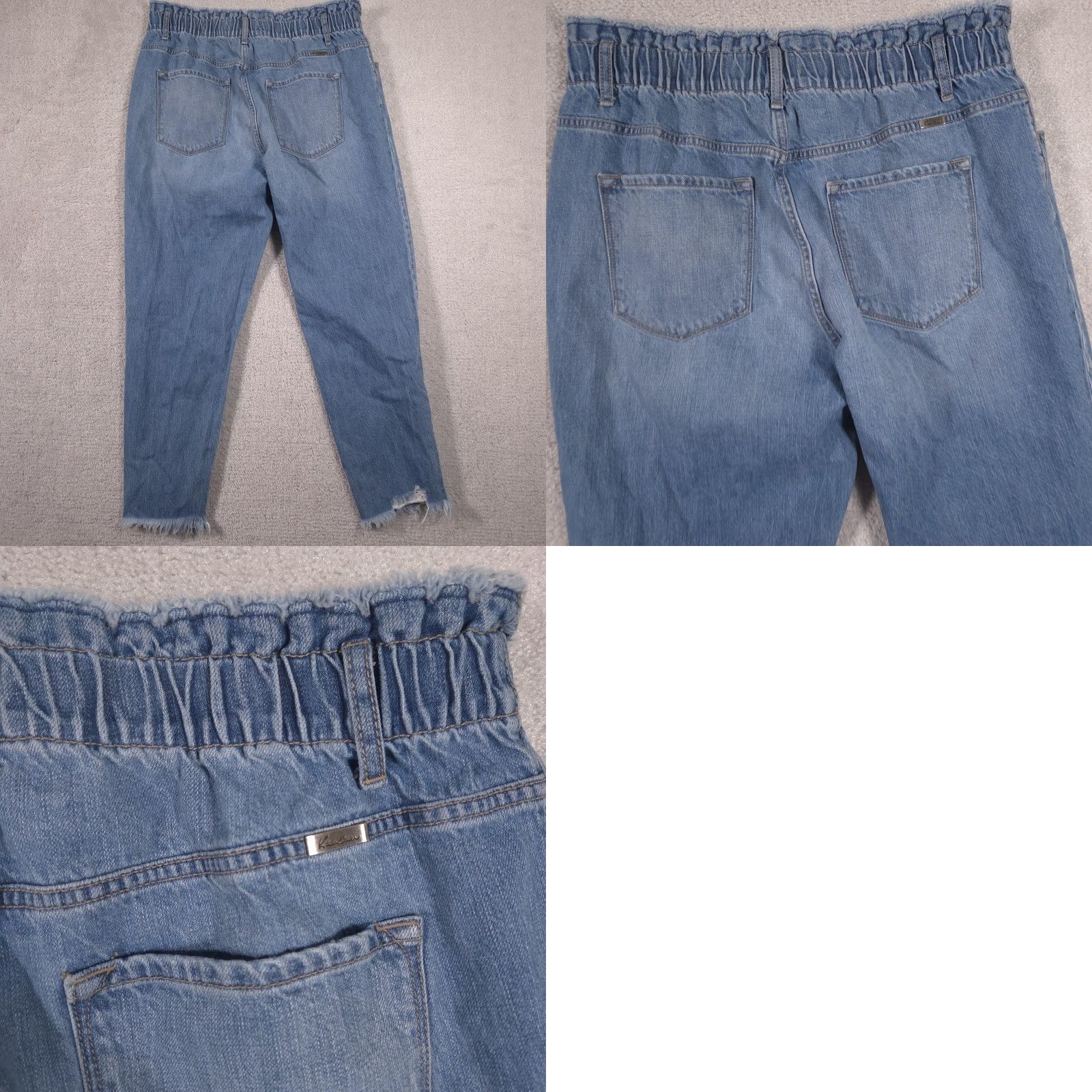 Vintage KanCan Jeans Womens 15/31 Blue Medium Wash High Rise Paperbag Distressed Jeans Size 36" / US 14 / IT 50 - 9 Thumbnail