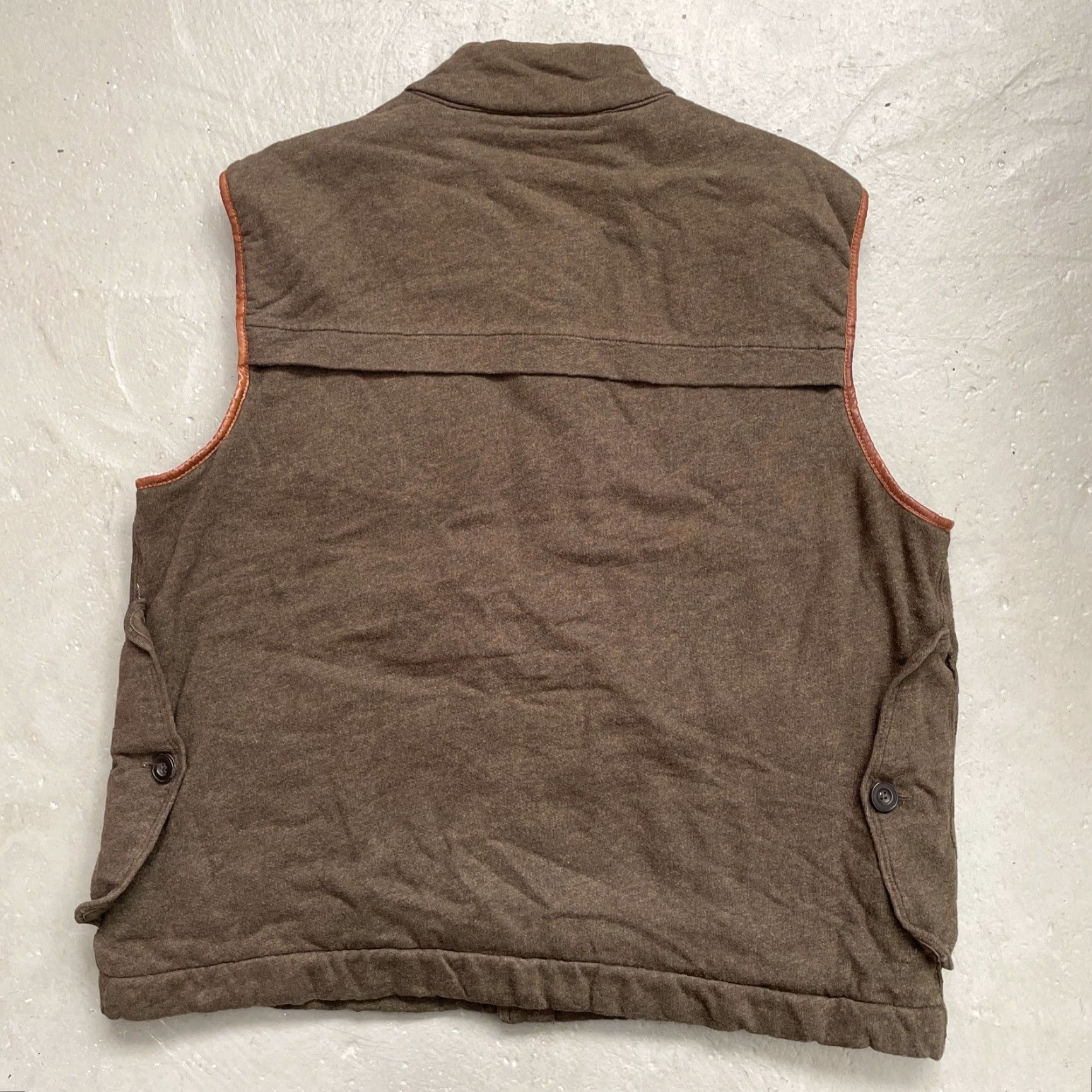Polo Ralph Lauren VINTAGE Polo Ralph Lauren Vest Shirt Mens 2XL Leather Trim Cotton Flannel Lined Brown Quilted 90s Hunting Utility Insulated Size US XXL / EU 58 / 5 - 7 Thumbnail