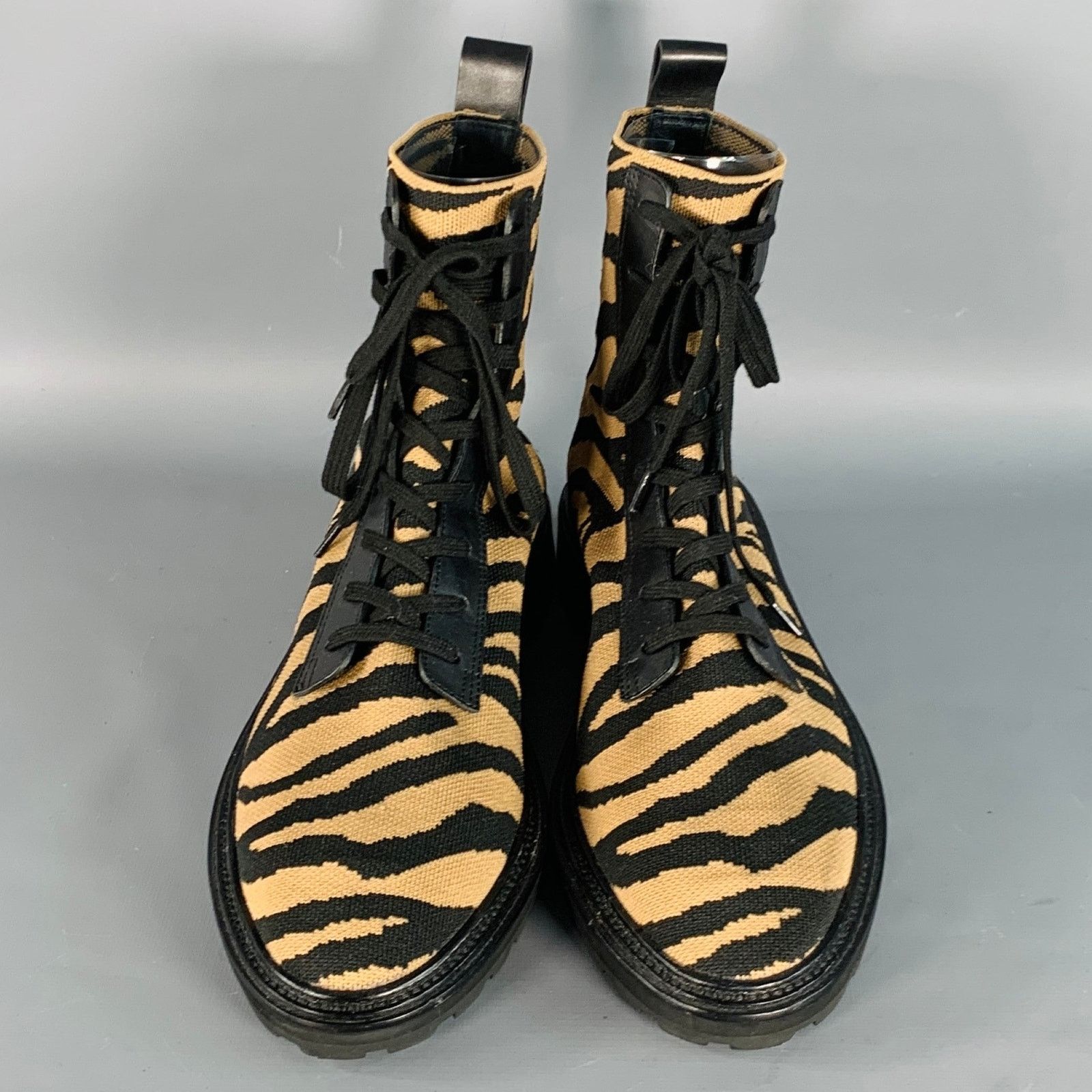 Loeffler Randall LOEFFLER RANDALL Black Brown Tiger Knit Lace Up Ankle Boots Size US 12 / IT 42 - 3 Thumbnail