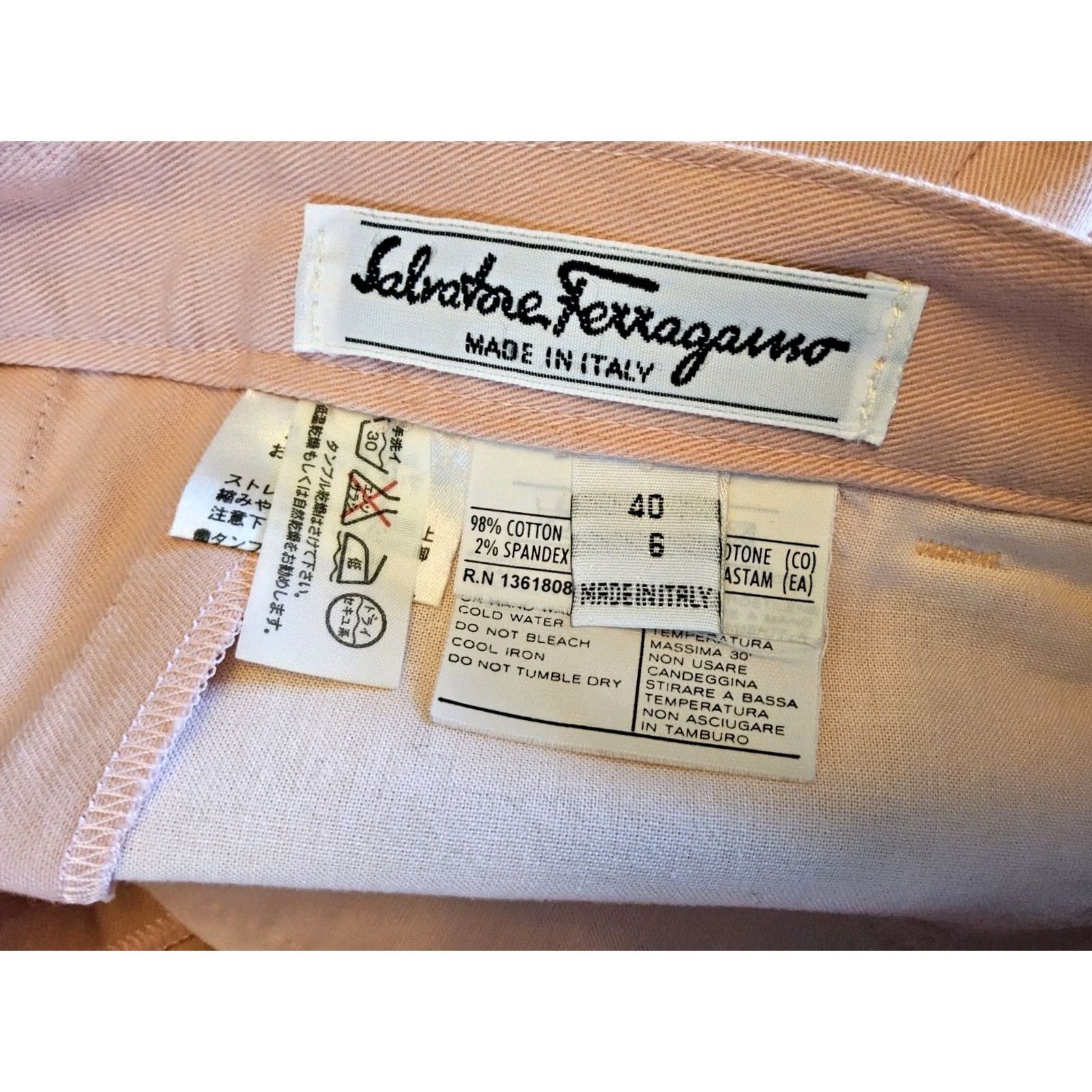 Salvatore Ferragamo Salvatore Ferragamo Women's Pink Cotton Chino Pants Size 40 Pockets Size 27" / US 4 / IT 40 - 5 Thumbnail