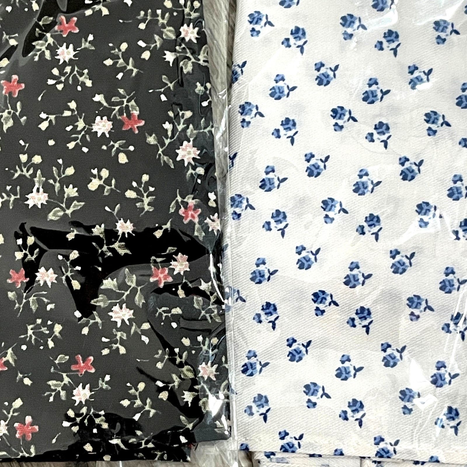 Other 2pc Set 1670 Pocket Square Black Mini Floral - White Blue Size ONE SIZE - 2 Thumbnail